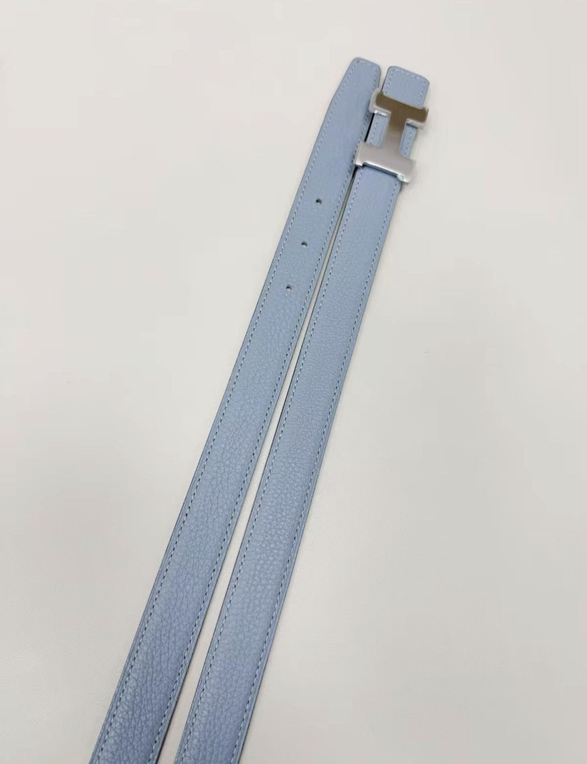 Hermes Blue Leather Belt with Silver H Buckle Size ONE SIZE - 3 Thumbnail