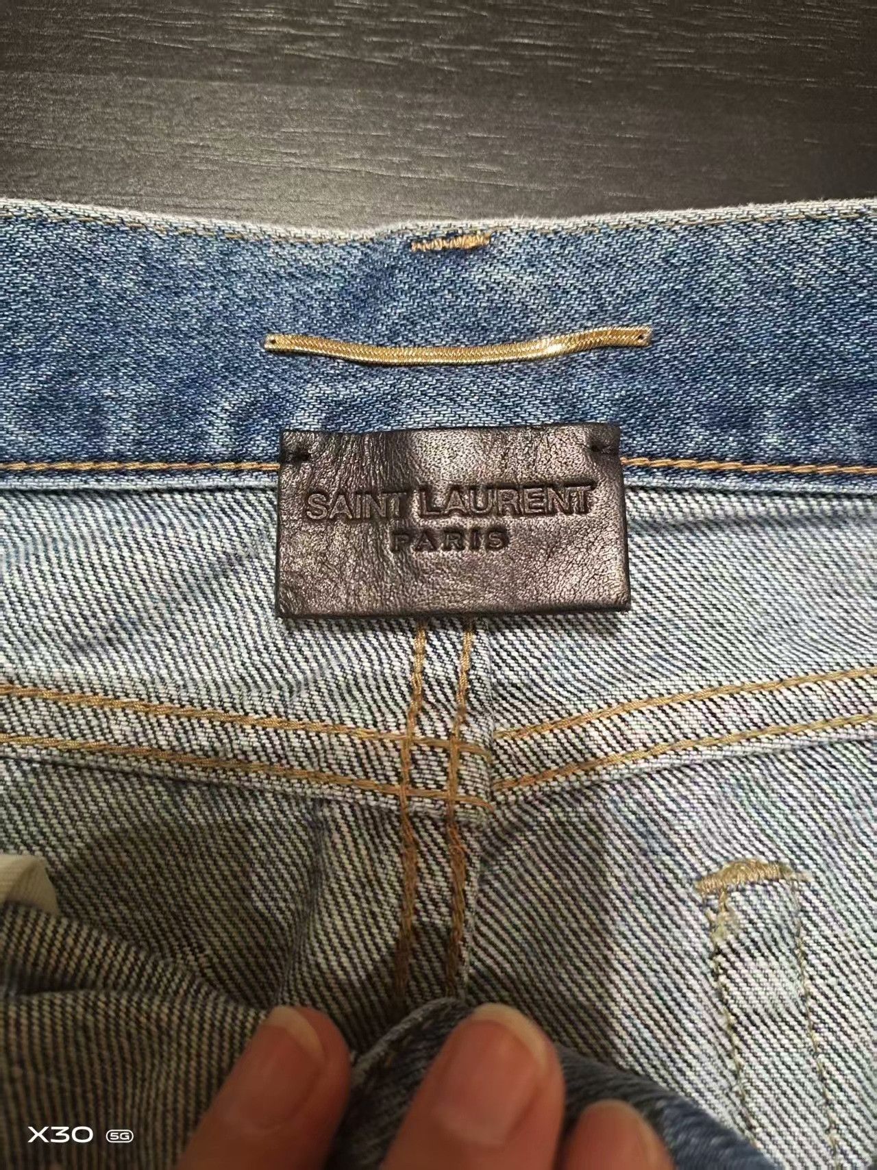 Saint Laurent Paris Saint Laurent Washed Denim Mini Skirt Size 32" / US 10 / IT 46 - 3 Thumbnail