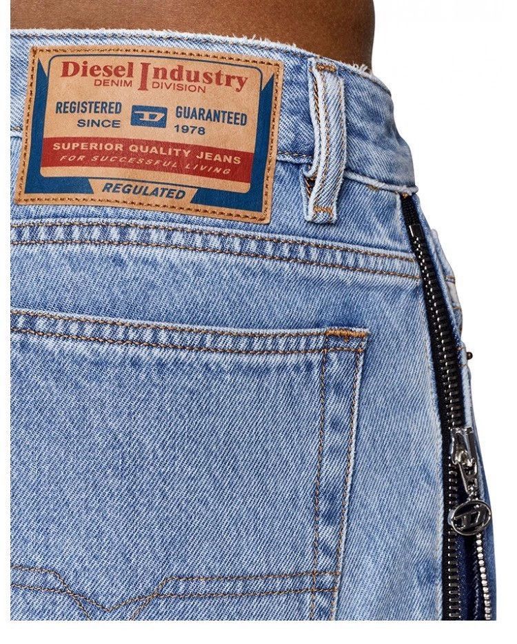Diesel Blue Denim Wide-Leg Pants with Side Stripes Size US 32 / EU 48 - 3 Thumbnail