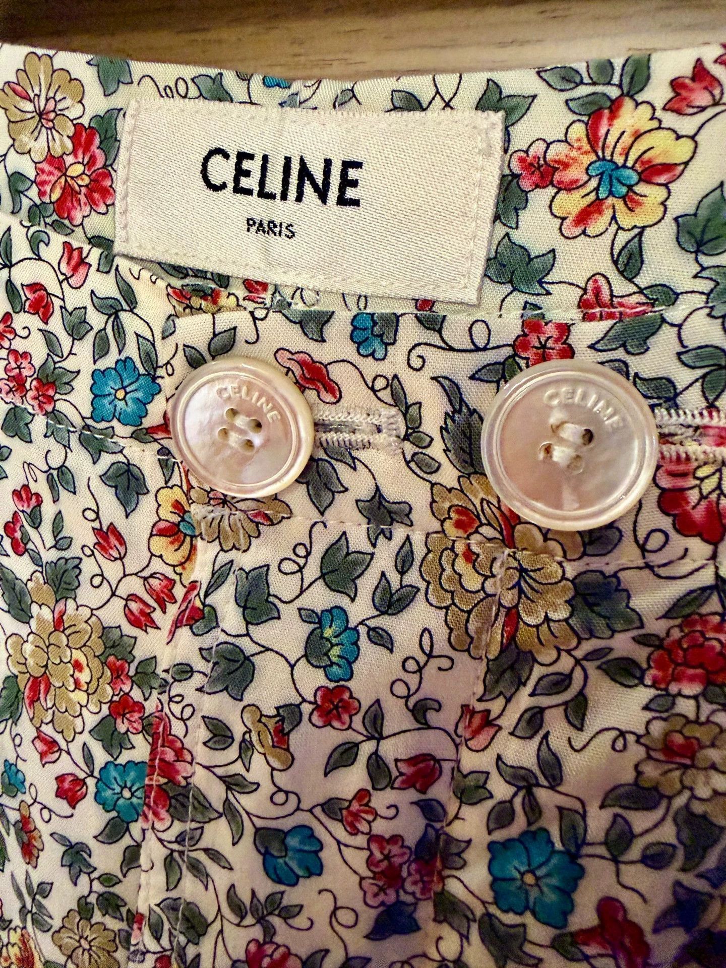 Celine Floral Print Wide-Leg Casual Pants Size US 32 / EU 48 - 2 Thumbnail