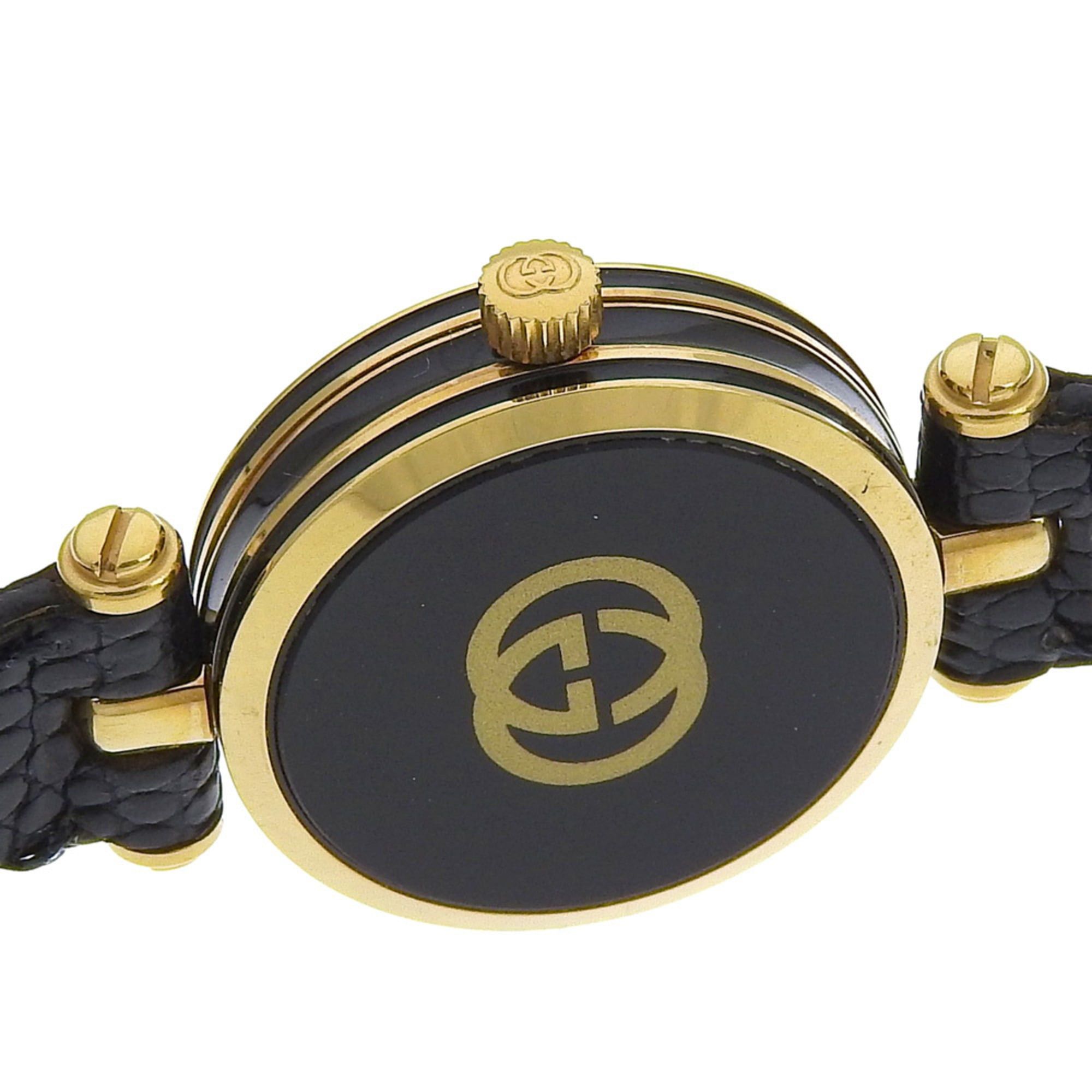 Gucci Gucci Sherry watch, gold-plated stainless steel, gold quartz, analog, black dial, women's. Size ONE SIZE - 5 Thumbnail