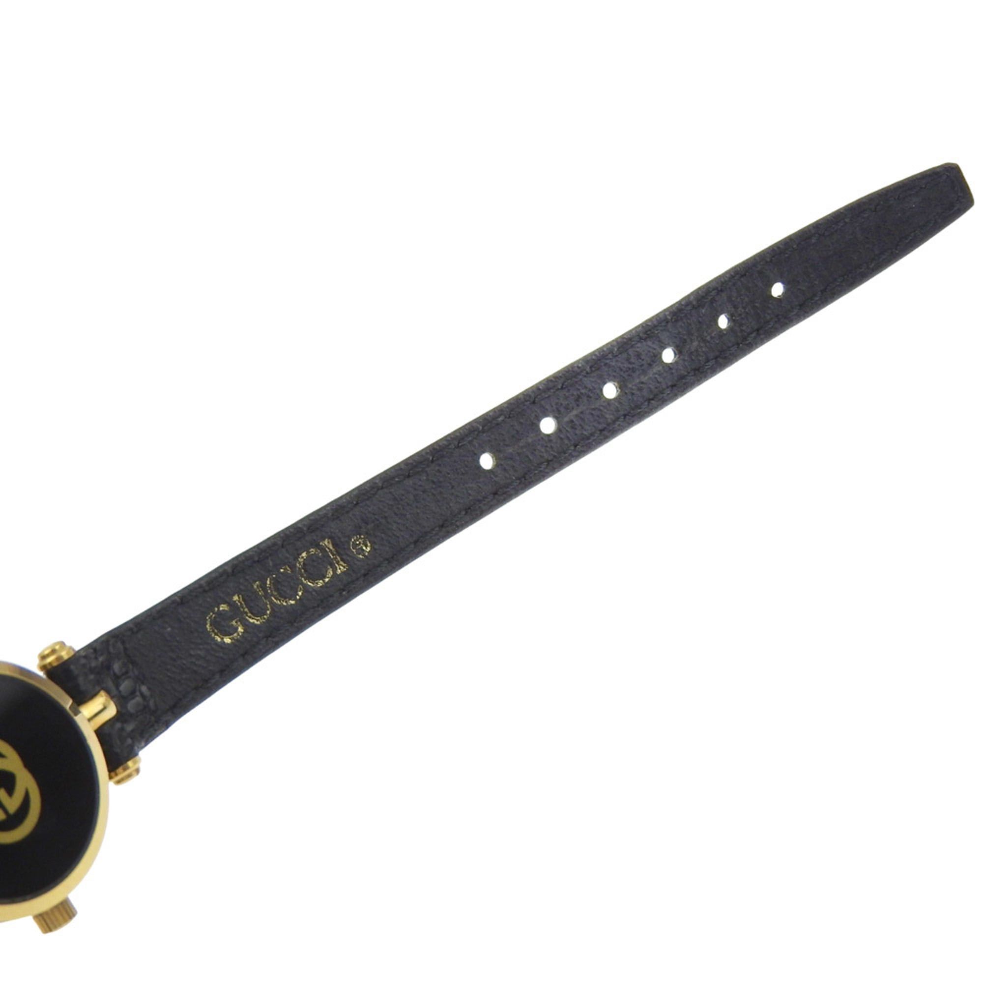 Gucci Gucci Sherry watch, gold-plated stainless steel, gold quartz, analog, black dial, women's. Size ONE SIZE - 8 Thumbnail