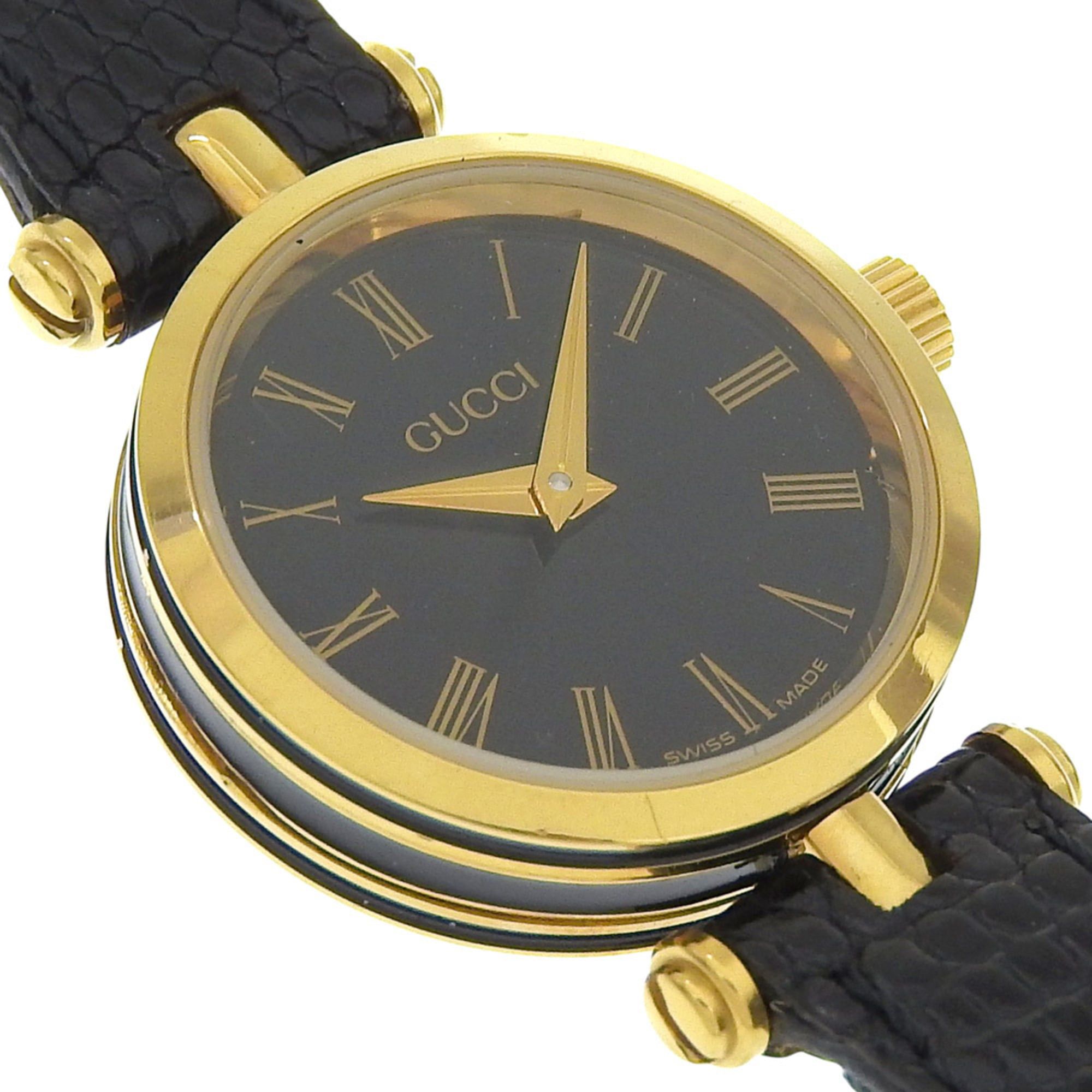 Gucci Gucci Sherry watch, gold-plated stainless steel, gold quartz, analog, black dial, women's. Size ONE SIZE - 3 Thumbnail