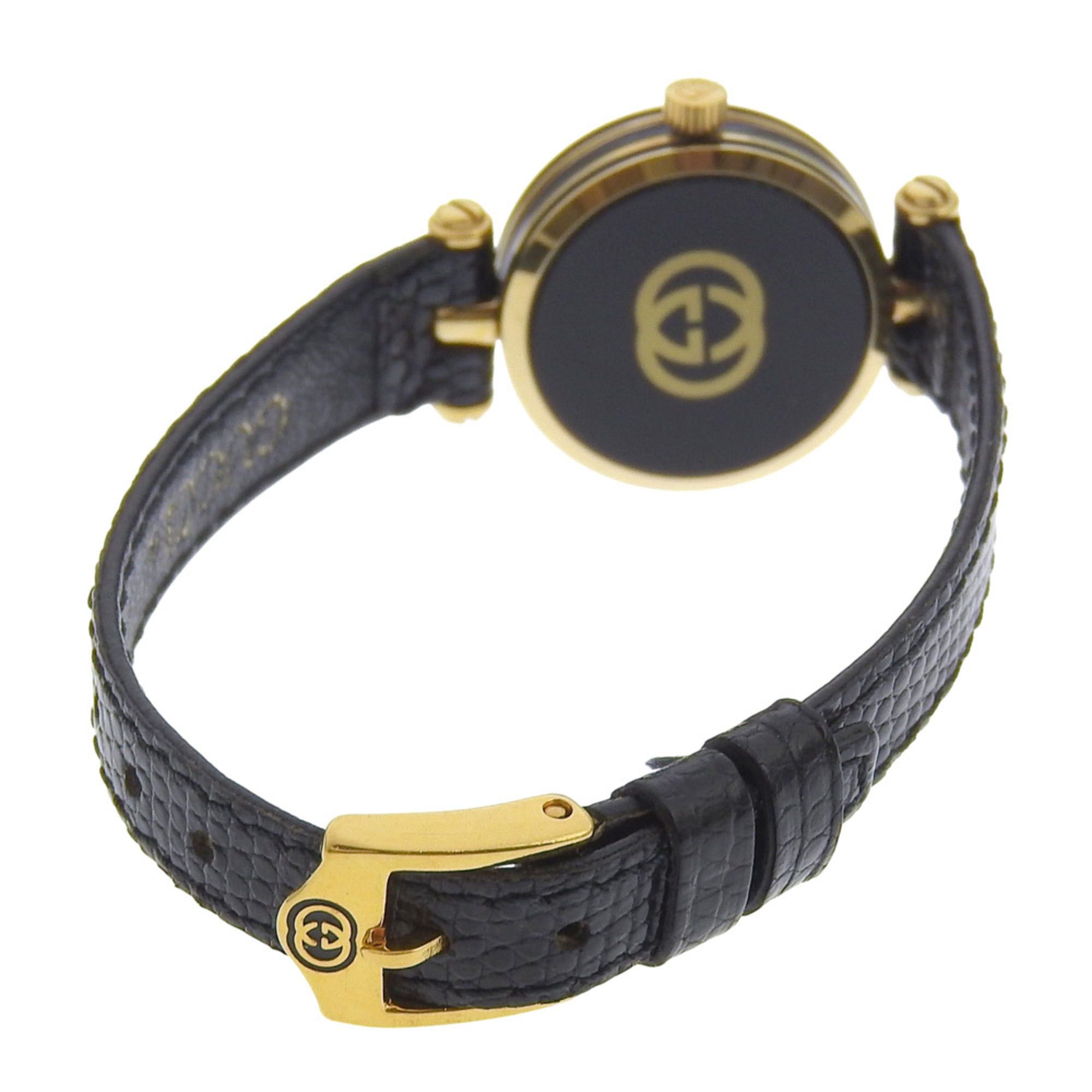 Gucci Gucci Sherry watch, gold-plated stainless steel, gold quartz, analog, black dial, women's. Size ONE SIZE - 4 Thumbnail