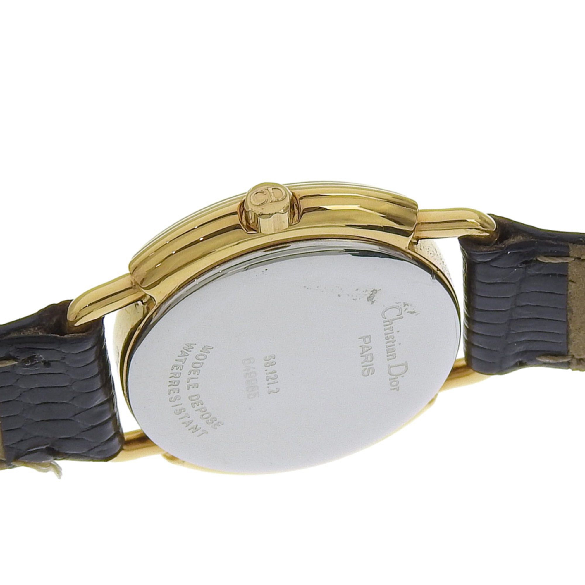 Dior Christian Dior watch, model 58.121.2, gold-plated leather strap, gold quartz, analog, white dial, women's. Size ONE SIZE - 6 Thumbnail