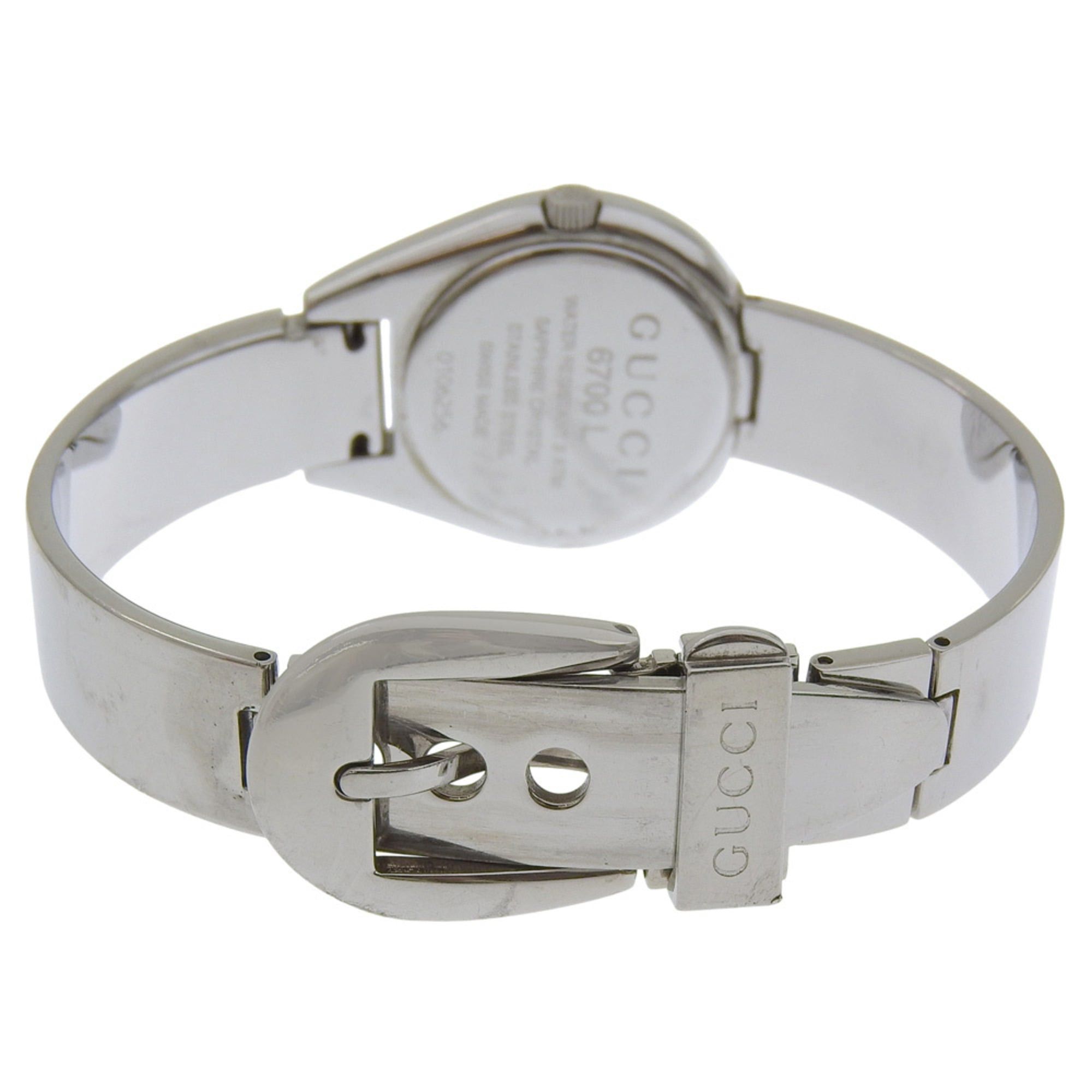 Gucci watch 6700L stainless steel quartz analog clear dial women\'s