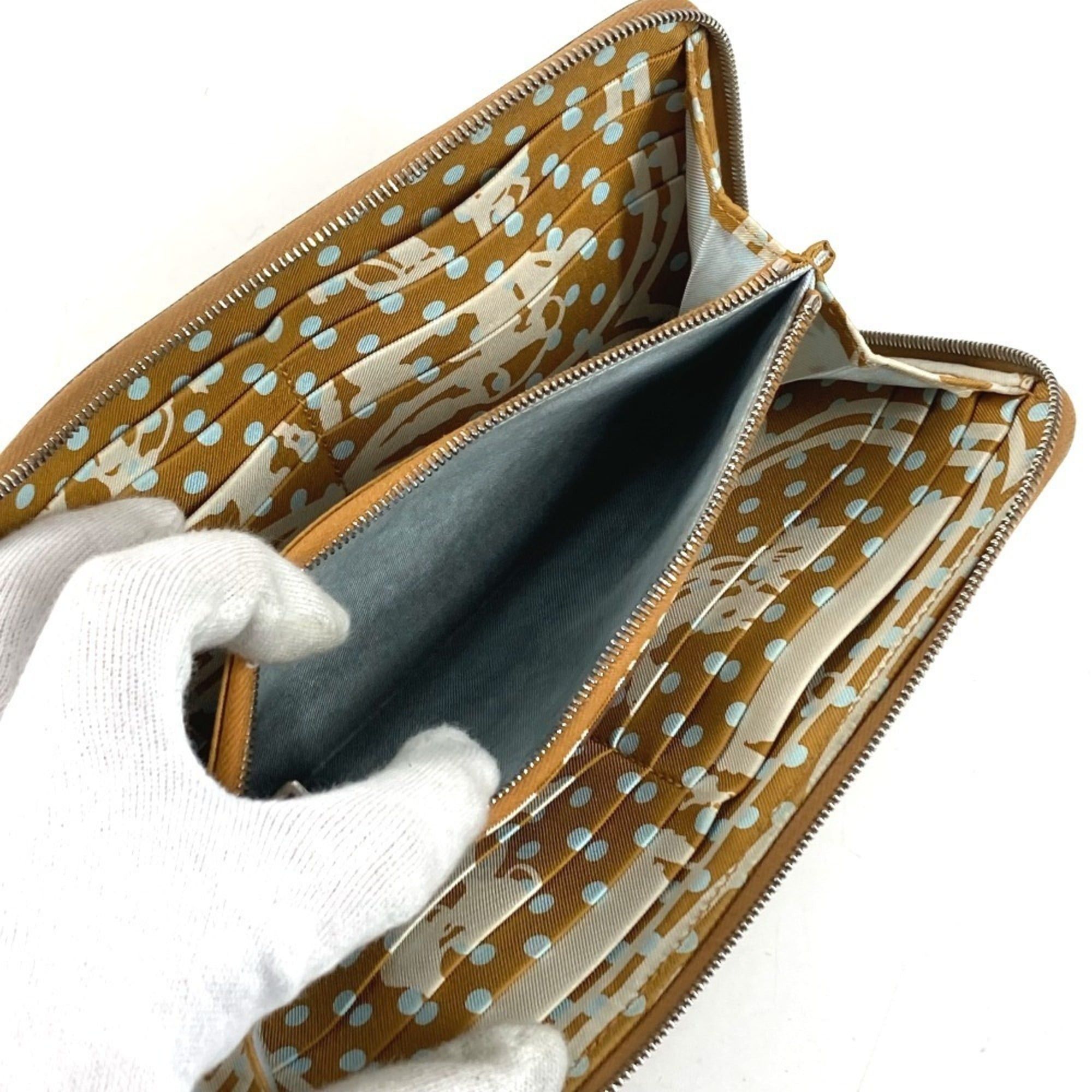 Hermes HERMES Azap Long Silk In Wallet, Round Zipper Epsom Leather, Men's/Women's, Beige Size ONE SIZE - 8 Thumbnail