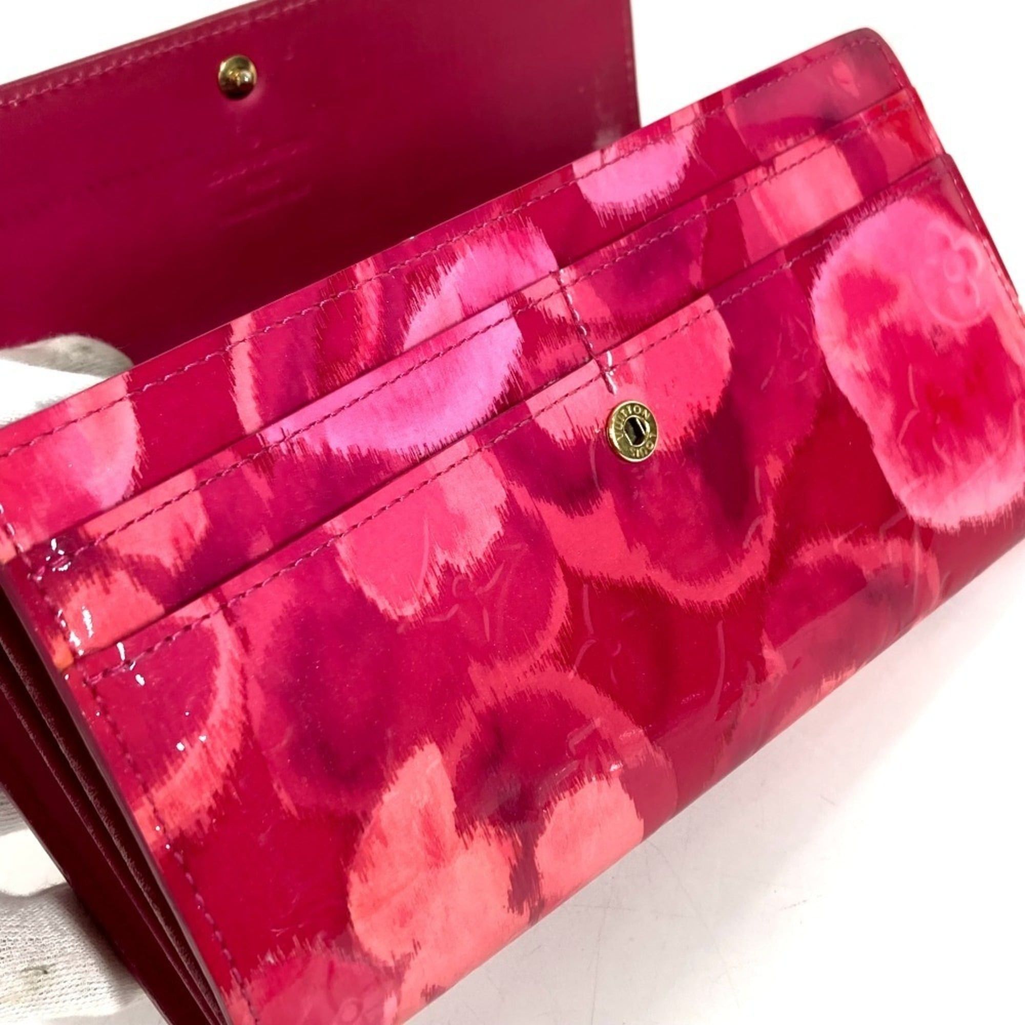 Louis Vuitton LOUIS VUITTON M90022 Monogram Ikat Flower Portefeuille Sarah Long Wallet, Flap, Floral Pattern, Enamel, Men's & Women's, Rose Indien Pink, Pink Size ONE SIZE - 12 Thumbnail