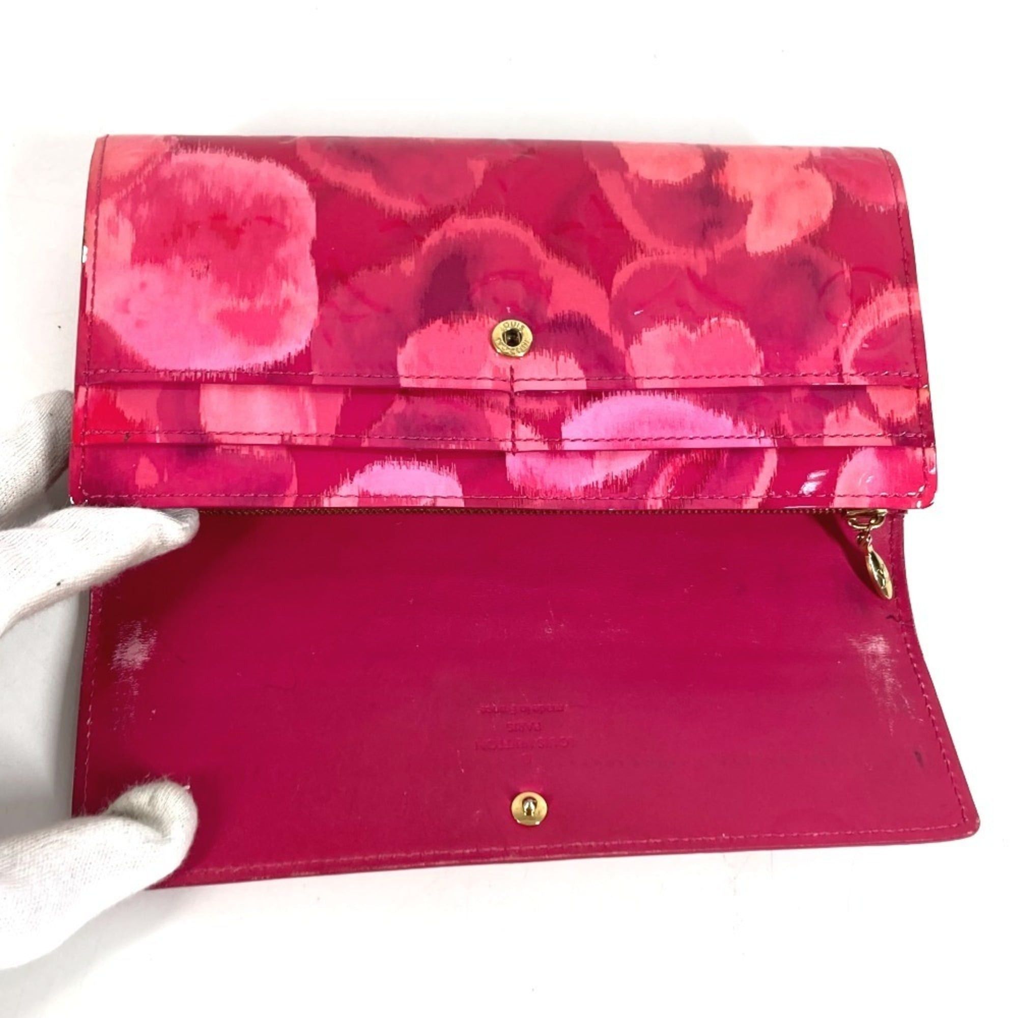 Louis Vuitton LOUIS VUITTON M90022 Monogram Ikat Flower Portefeuille Sarah Long Wallet, Flap, Floral Pattern, Enamel, Men's & Women's, Rose Indien Pink, Pink Size ONE SIZE - 7 Thumbnail