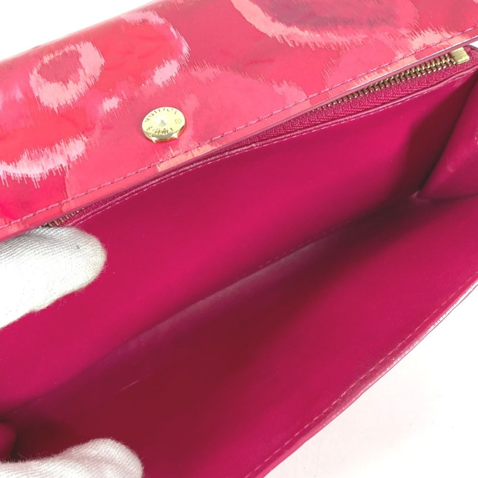 Louis Vuitton LOUIS VUITTON M90022 Monogram Ikat Flower Portefeuille Sarah Long Wallet, Flap, Floral Pattern, Enamel, Men's & Women's, Rose Indien Pink, Pink Size ONE SIZE - 13 Thumbnail