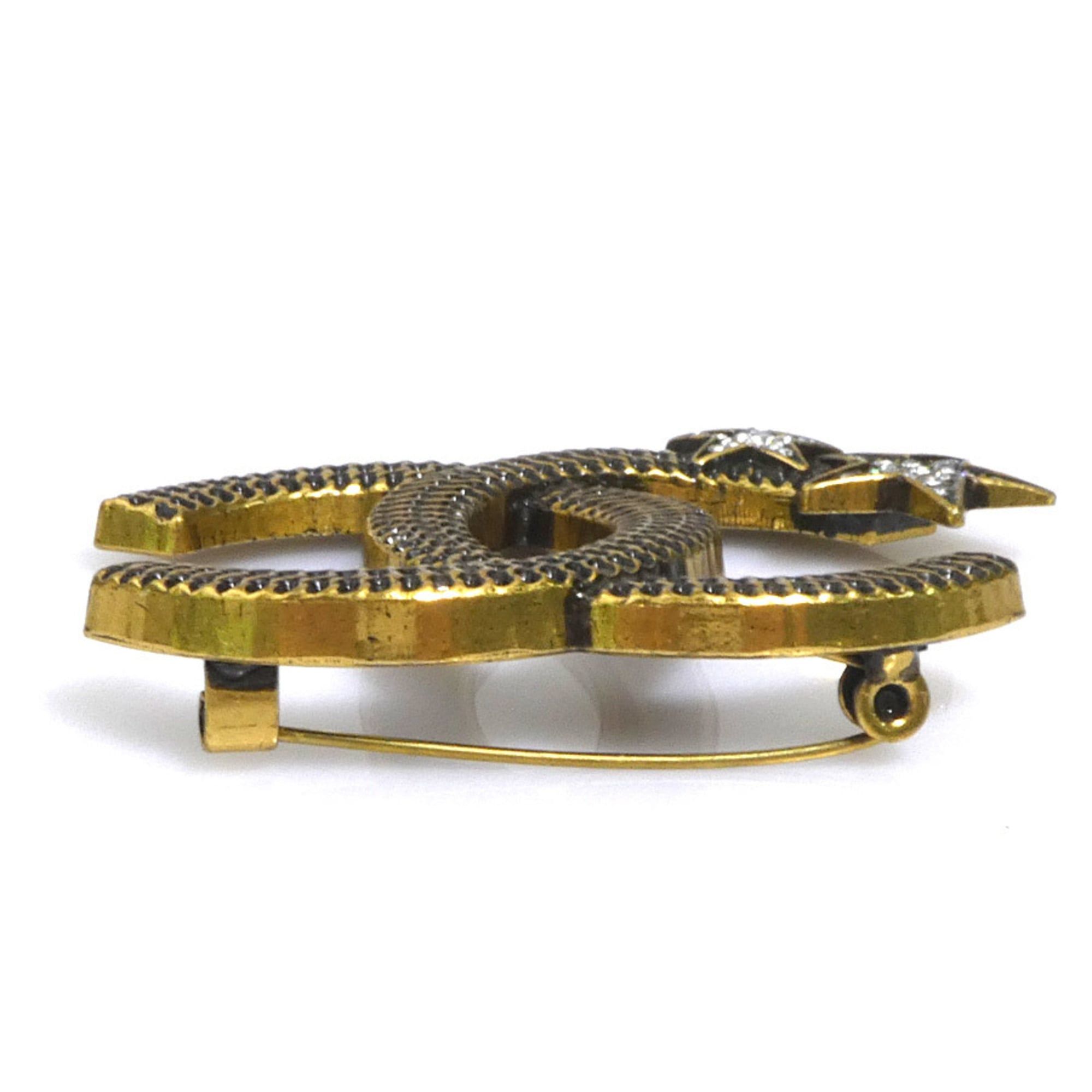 Chanel Chanel brooch, Coco Mark, metal, rhinestone, gold, silver, women's, free shipping, e61655a Size ONE SIZE - 4 Thumbnail