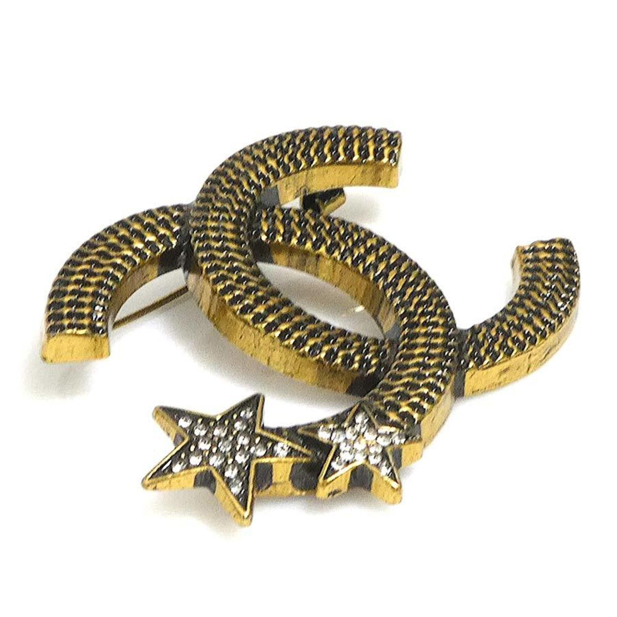 Chanel Chanel brooch, Coco Mark, metal, rhinestone, gold, silver, women's, free shipping, e61655a Size ONE SIZE - 2 Thumbnail