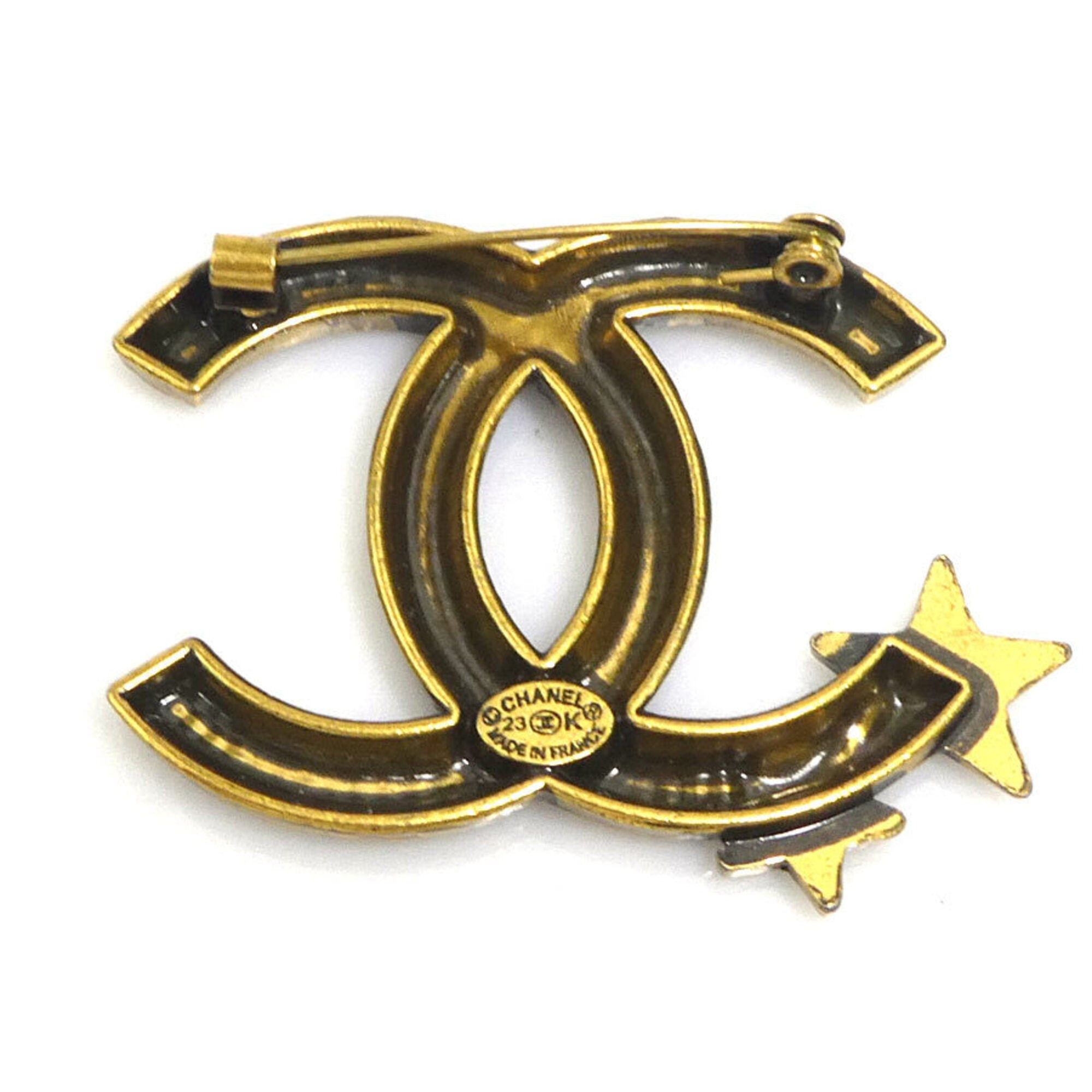 Chanel Chanel brooch, Coco Mark, metal, rhinestone, gold, silver, women's, free shipping, e61655a Size ONE SIZE - 5 Thumbnail