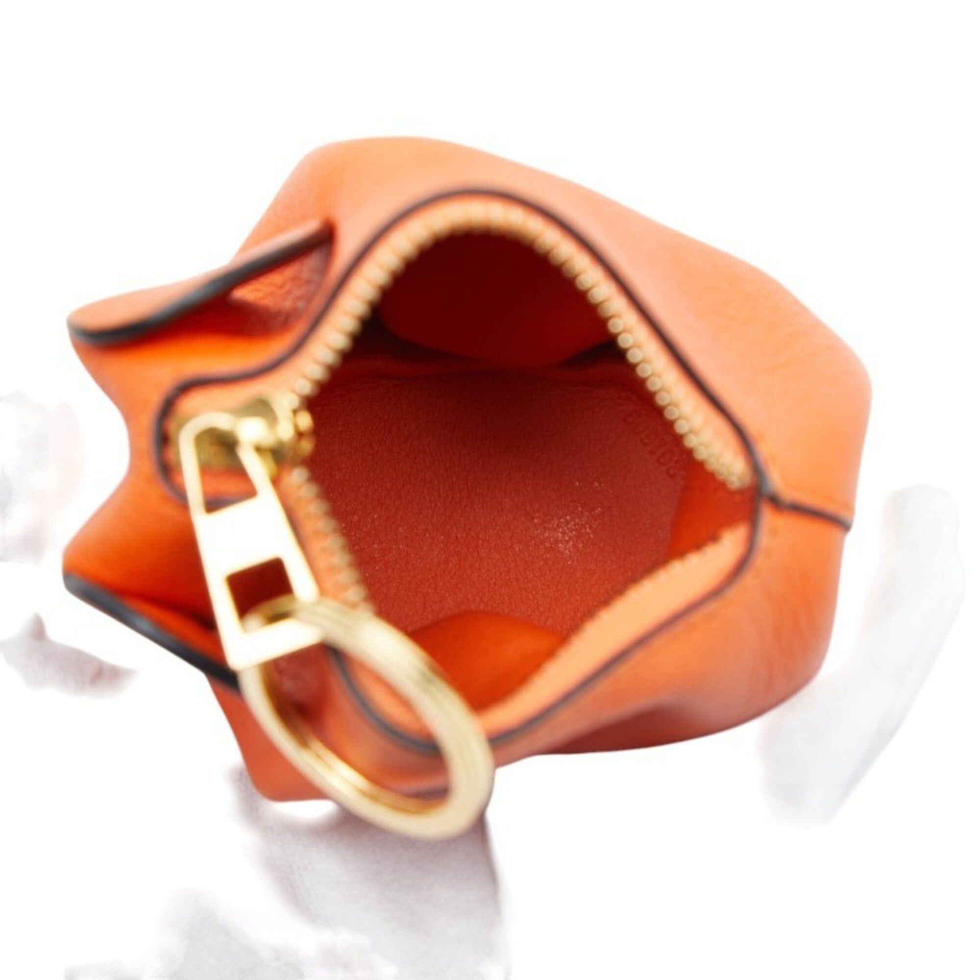 Loewe Loewe Elephant Motif Charm Keychain Wallet/Coin Purse Orange Leather Women's LOEWE Size ONE SIZE - 4 Thumbnail