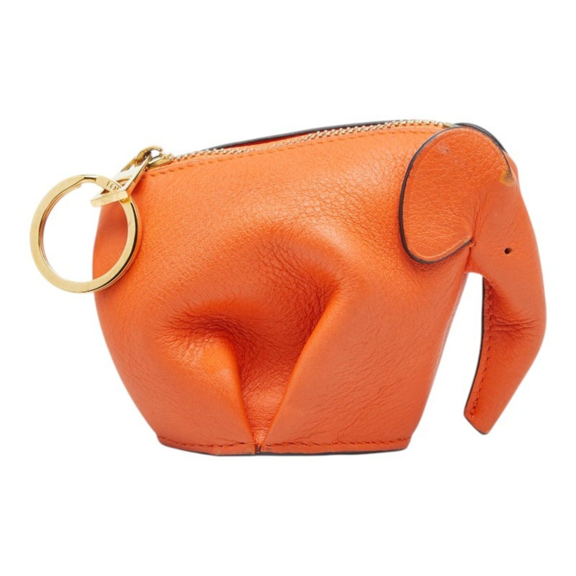 Loewe Loewe Elephant Motif Charm Keychain Wallet/Coin Purse Orange Leather Women's LOEWE Size ONE SIZE - 2 Thumbnail