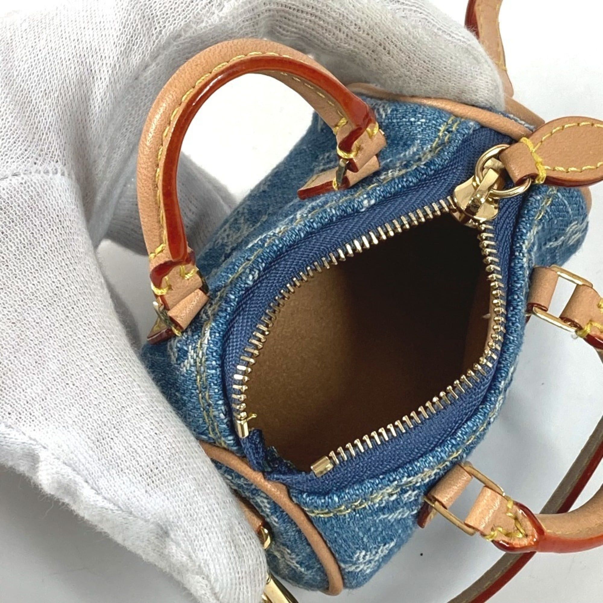 Louis Vuitton LOUIS VUITTON M01701 Monogram Denim Bijou Sac Micro Speedy Accessory Bag Charm Keychain Men's Women's Blue Like New Size ONE SIZE - 6 Thumbnail