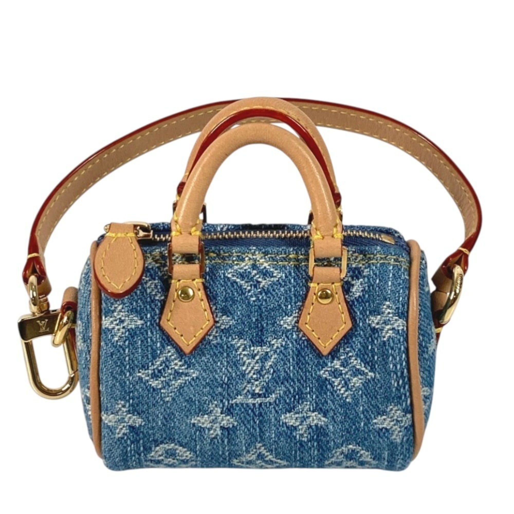 Louis Vuitton LOUIS VUITTON M01701 Monogram Denim Bijou Sac Micro Speedy Accessory Bag Charm Keychain Men's Women's Blue Like New Size ONE SIZE - 2 Thumbnail