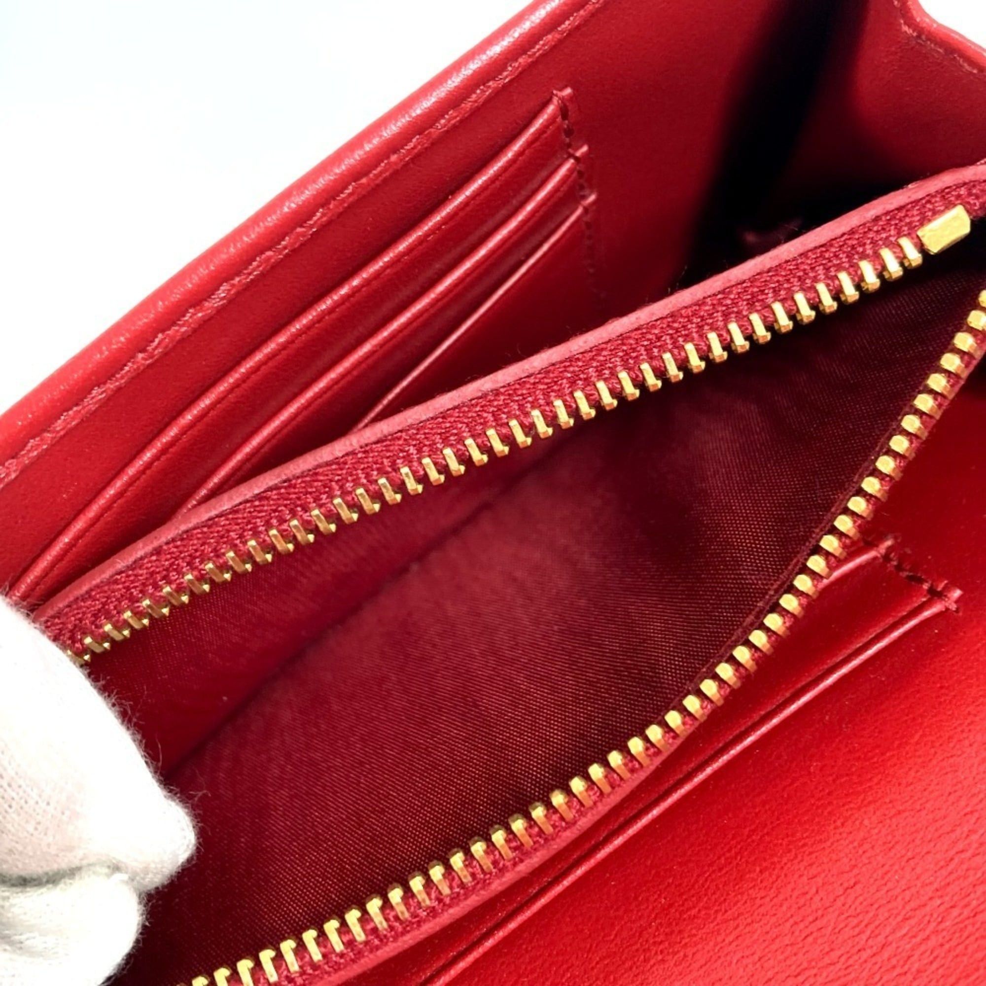 Prada PRADA 1M1437 Shoulder Bag Wallet Logo Quilted Long Nylon Saffiano Leather Men's Women's Red Size ONE SIZE - 10 Thumbnail