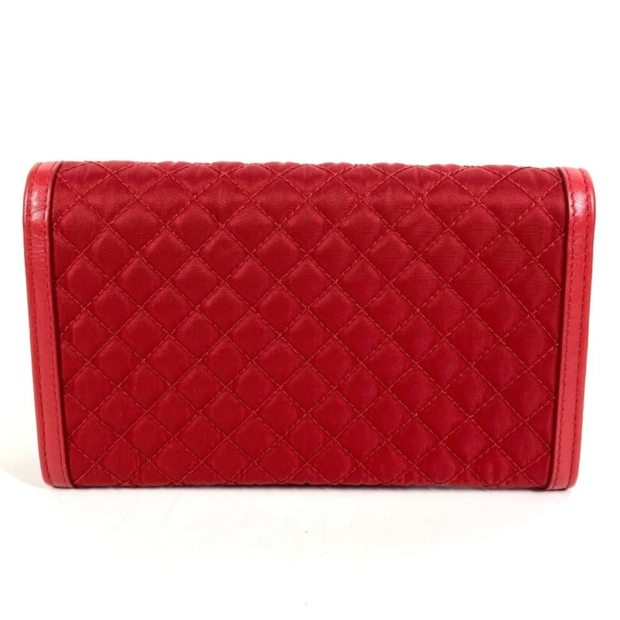 Prada PRADA 1M1437 Shoulder Bag Wallet Logo Quilted Long Nylon Saffiano Leather Men's Women's Red Size ONE SIZE - 3 Thumbnail