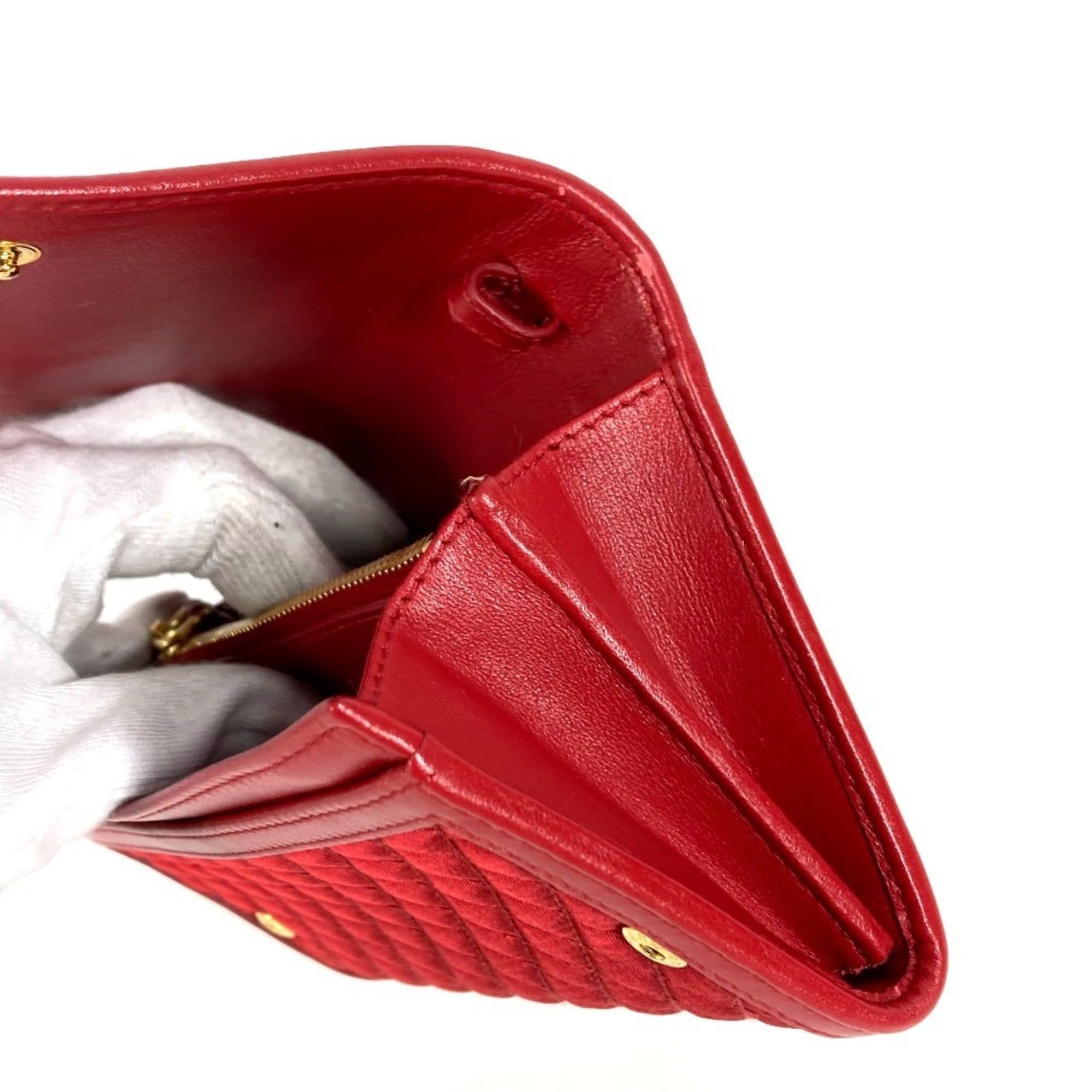 Prada PRADA 1M1437 Shoulder Bag Wallet Logo Quilted Long Nylon Saffiano Leather Men's Women's Red Size ONE SIZE - 13 Thumbnail