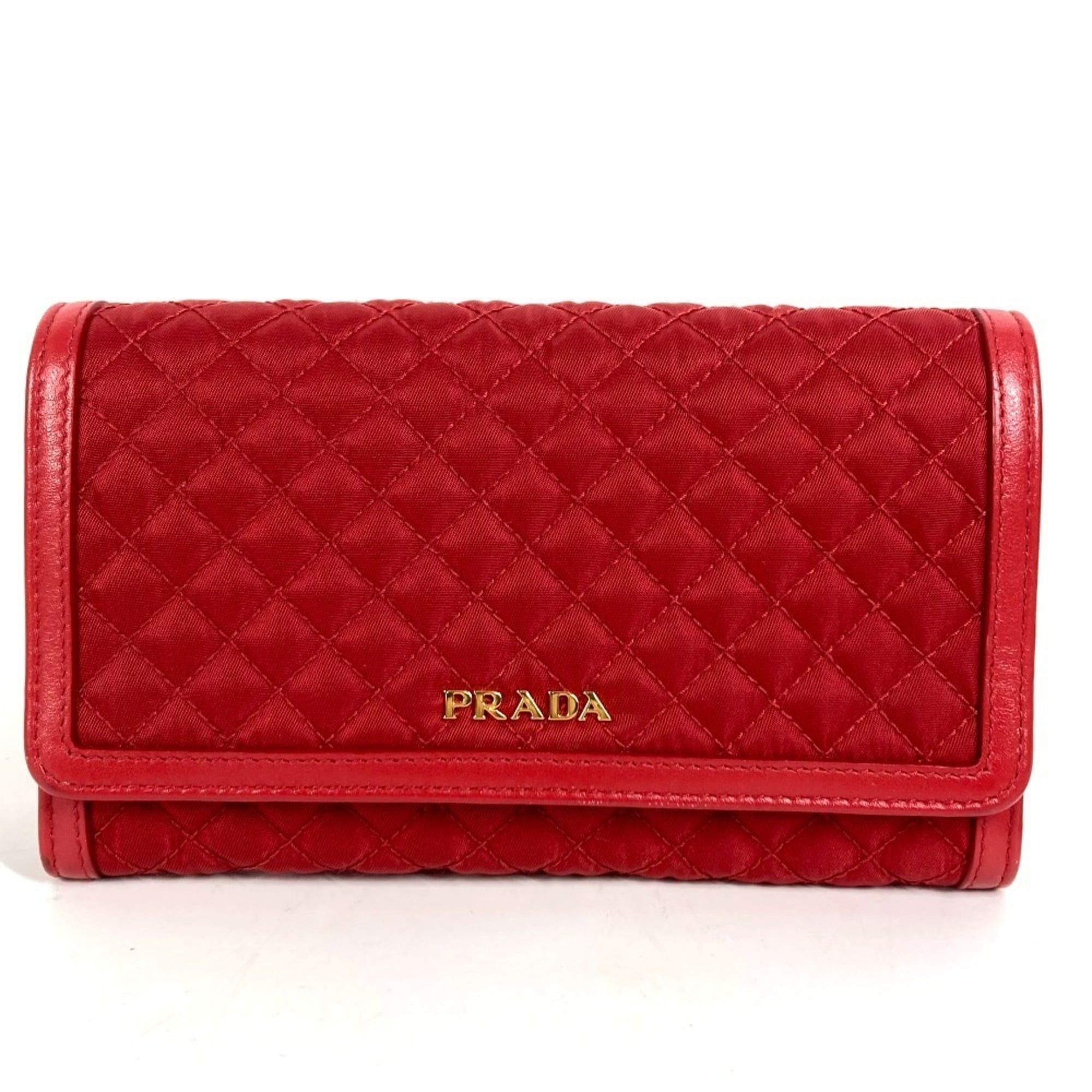 Prada PRADA 1M1437 Shoulder Bag Wallet Logo Quilted Long Nylon Saffiano Leather Men's Women's Red Size ONE SIZE - 2 Thumbnail