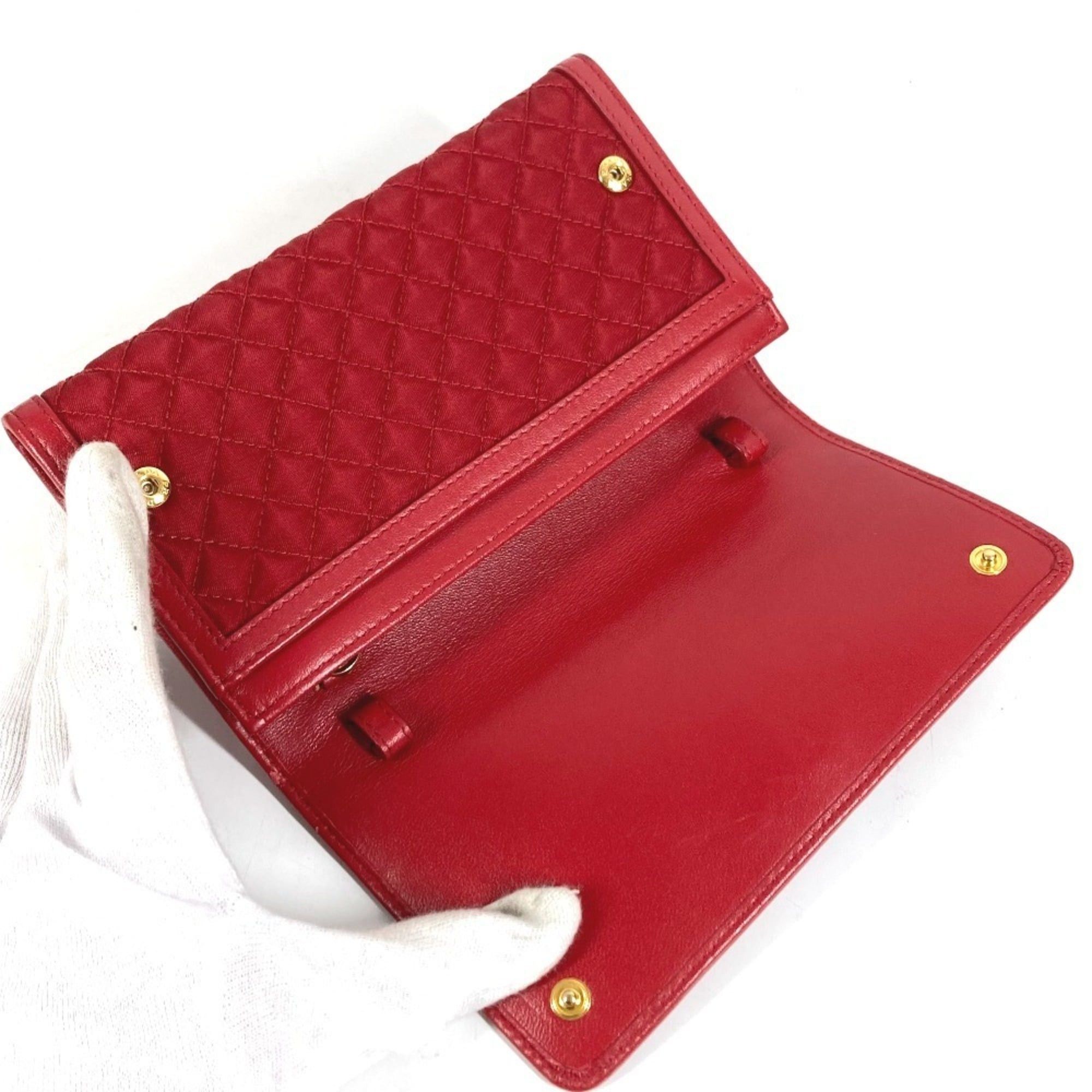 Prada PRADA 1M1437 Shoulder Bag Wallet Logo Quilted Long Nylon Saffiano Leather Men's Women's Red Size ONE SIZE - 9 Thumbnail