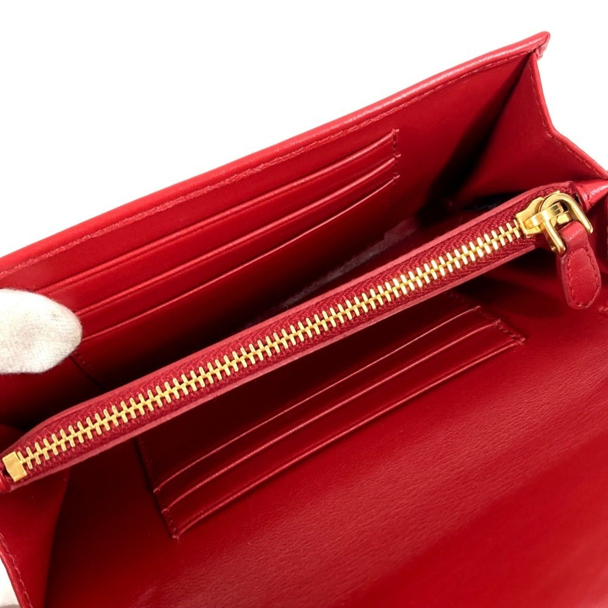 Prada PRADA 1M1437 Shoulder Bag Wallet Logo Quilted Long Nylon Saffiano Leather Men's Women's Red Size ONE SIZE - 11 Thumbnail