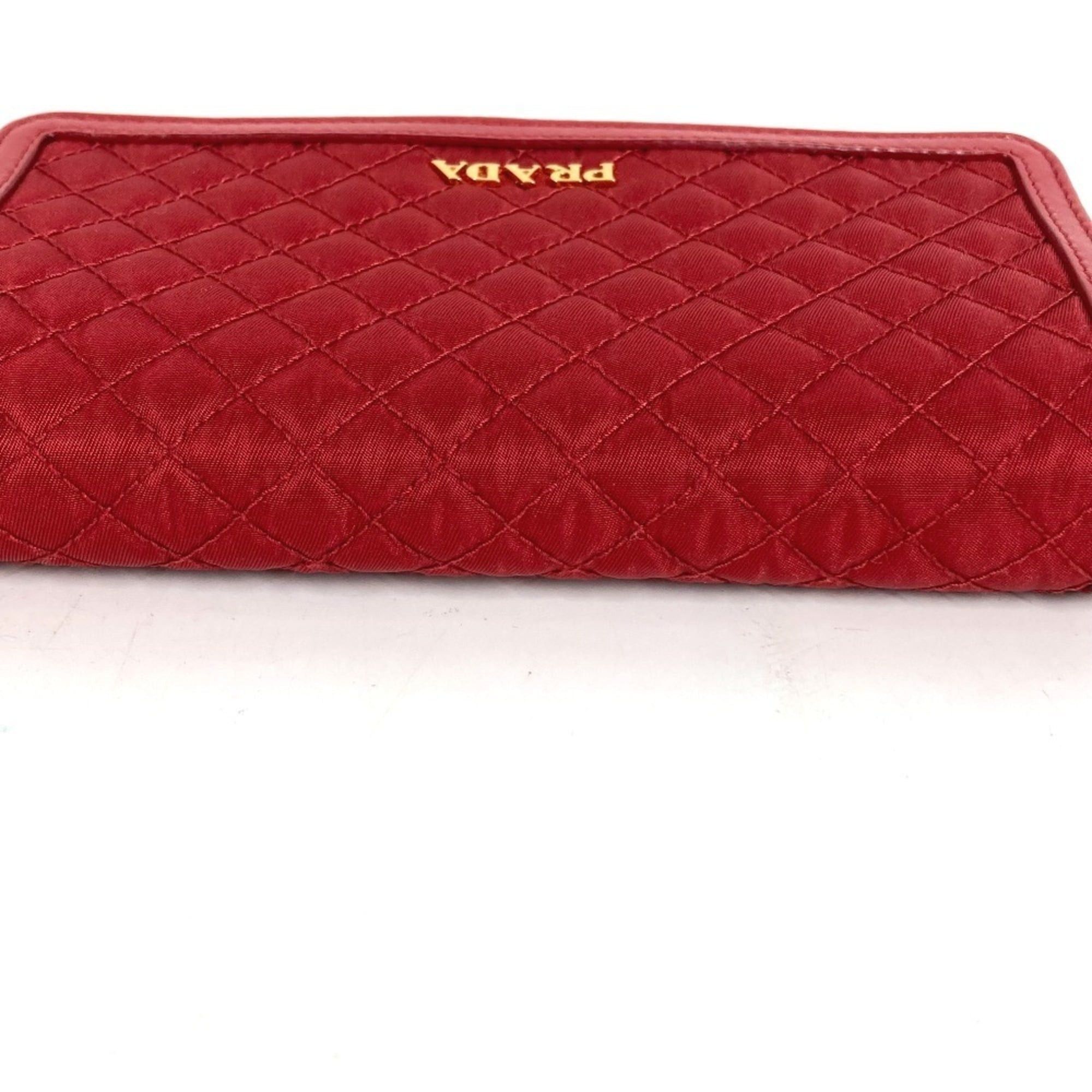 Prada PRADA 1M1437 Shoulder Bag Wallet Logo Quilted Long Nylon Saffiano Leather Men's Women's Red Size ONE SIZE - 8 Thumbnail