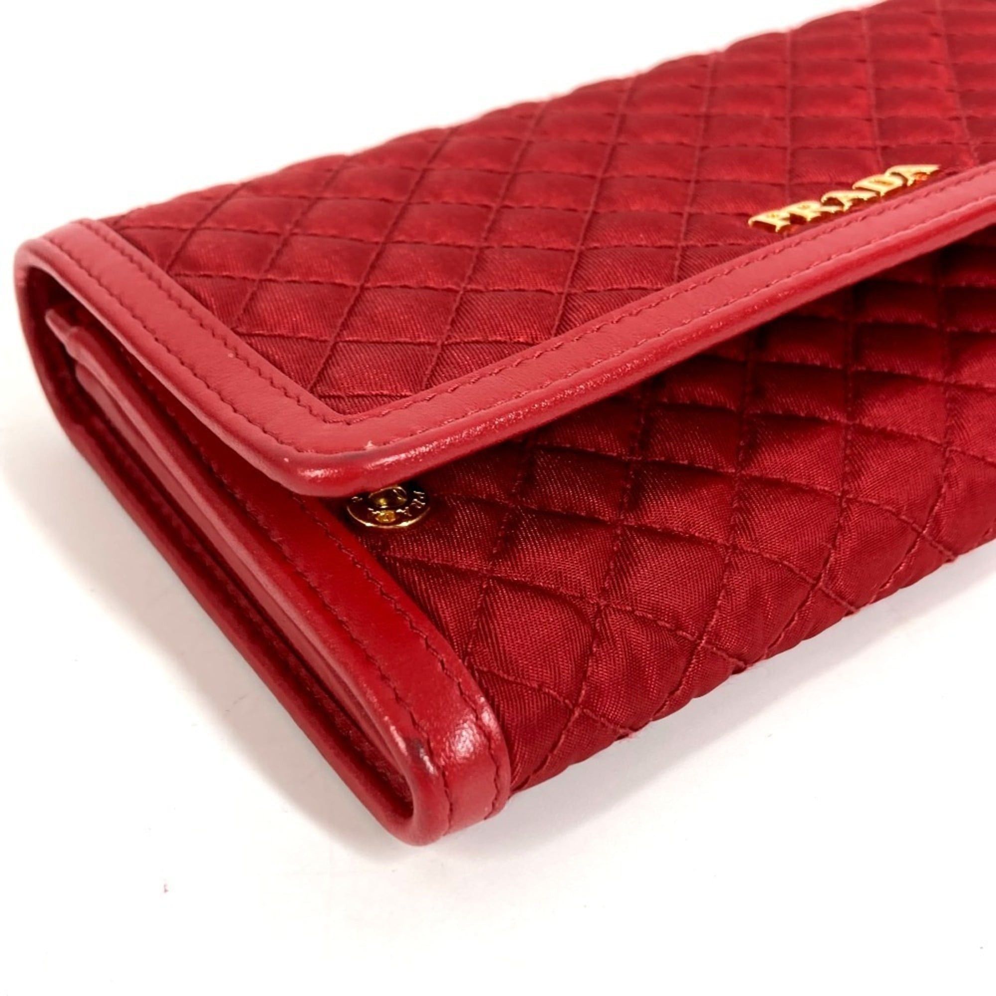 Prada PRADA 1M1437 Shoulder Bag Wallet Logo Quilted Long Nylon Saffiano Leather Men's Women's Red Size ONE SIZE - 7 Thumbnail