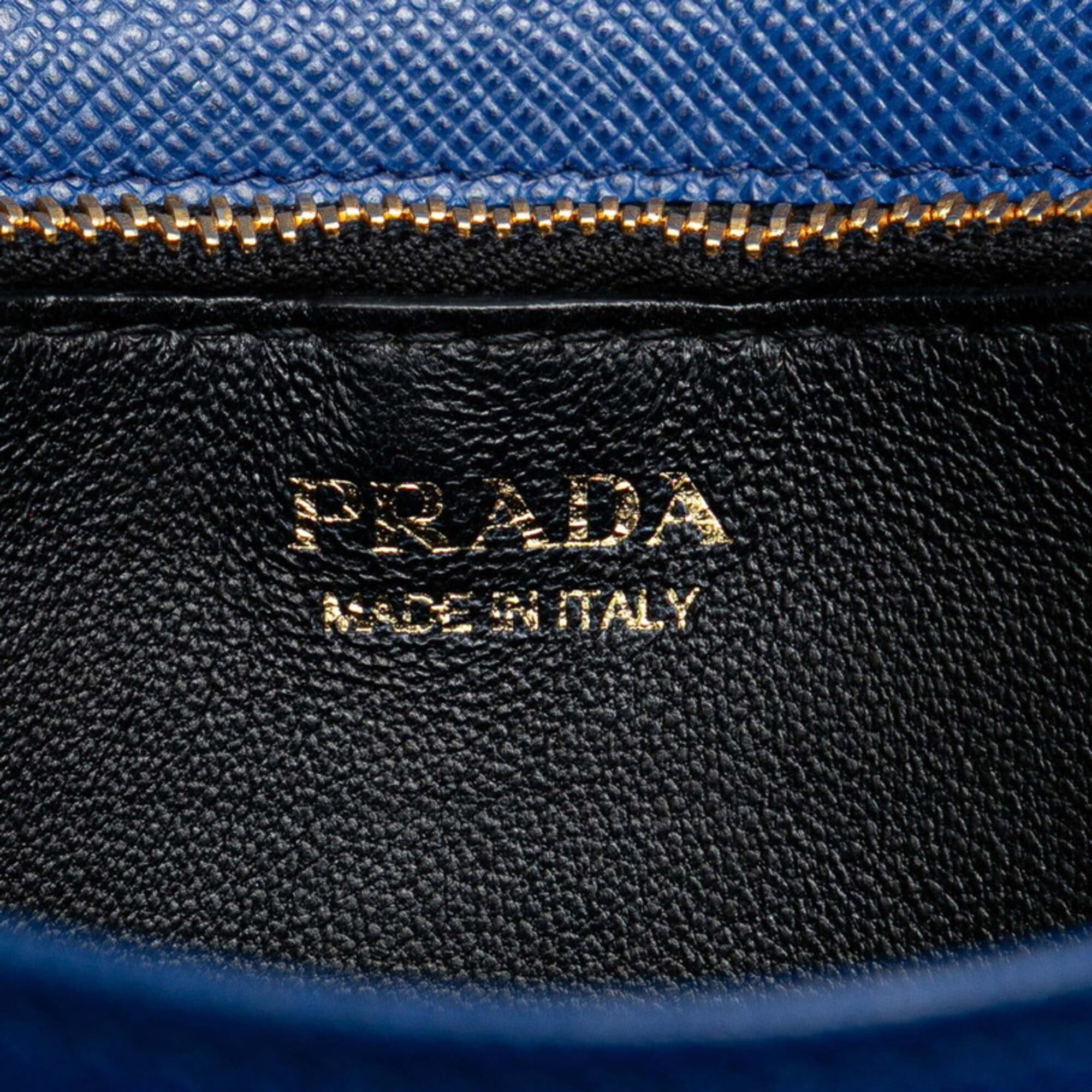 Prada Prada Chain Shoulder Wallet Handbag 1BP012 Blue Saffiano Leather Women's PRADA Size ONE SIZE - 9 Thumbnail