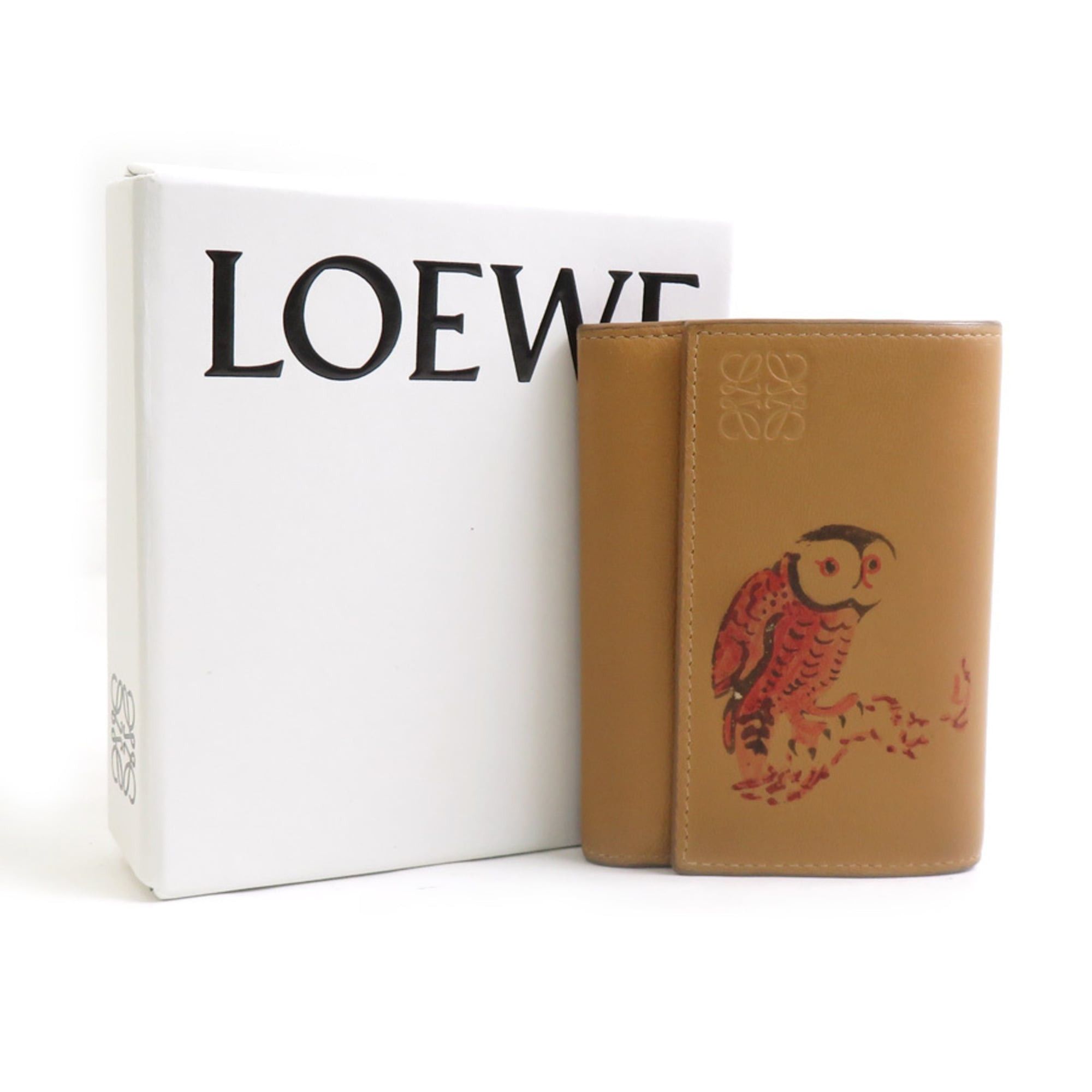 Loewe Loewe Tri-fold Wallet, Owl Design, Leather, Camel Brown, Men's & Women's, Free Shipping, h32069i Size ONE SIZE - 8 Thumbnail