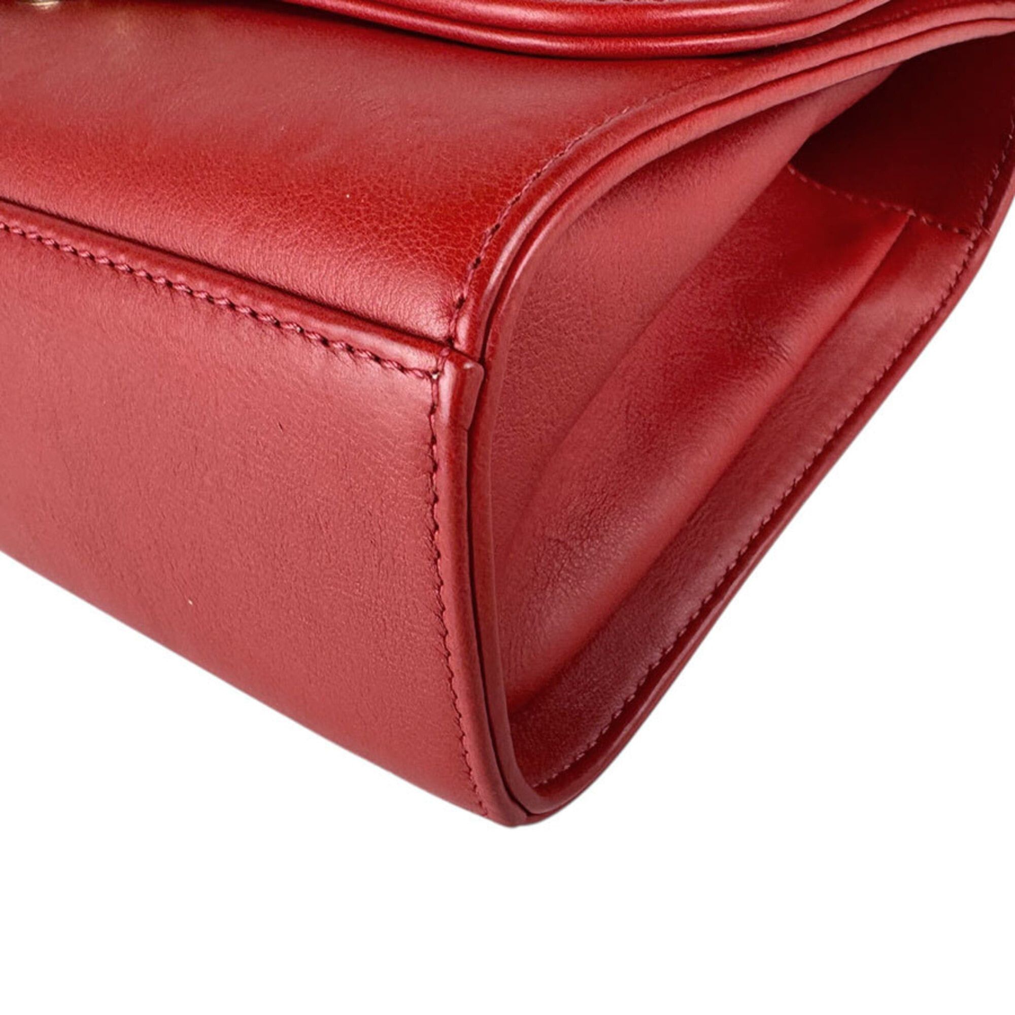 Chanel Chanel Shoulder Bag Click Label Leather Red Gold Women's Free Shipping z9084 Size ONE SIZE - 9 Thumbnail