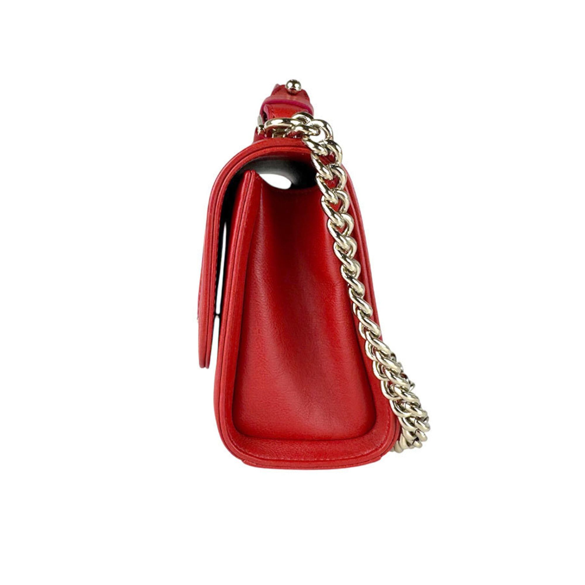 Chanel Chanel Shoulder Bag Click Label Leather Red Gold Women's Free Shipping z9084 Size ONE SIZE - 2 Thumbnail