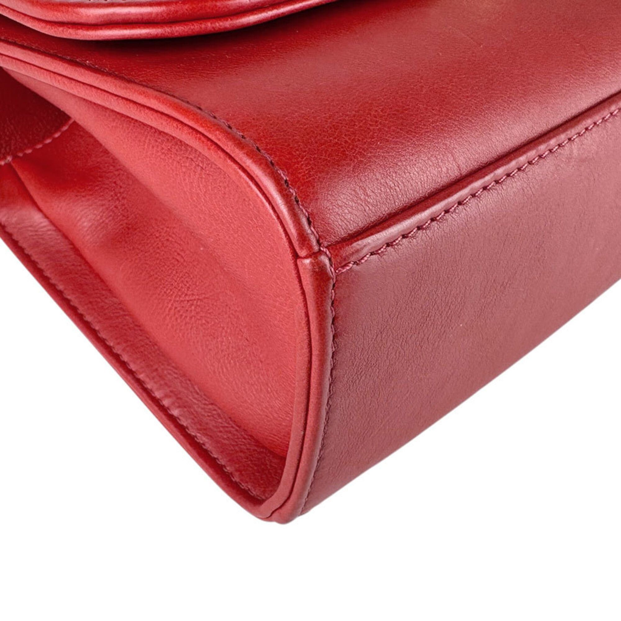 Chanel Chanel Shoulder Bag Click Label Leather Red Gold Women's Free Shipping z9084 Size ONE SIZE - 8 Thumbnail