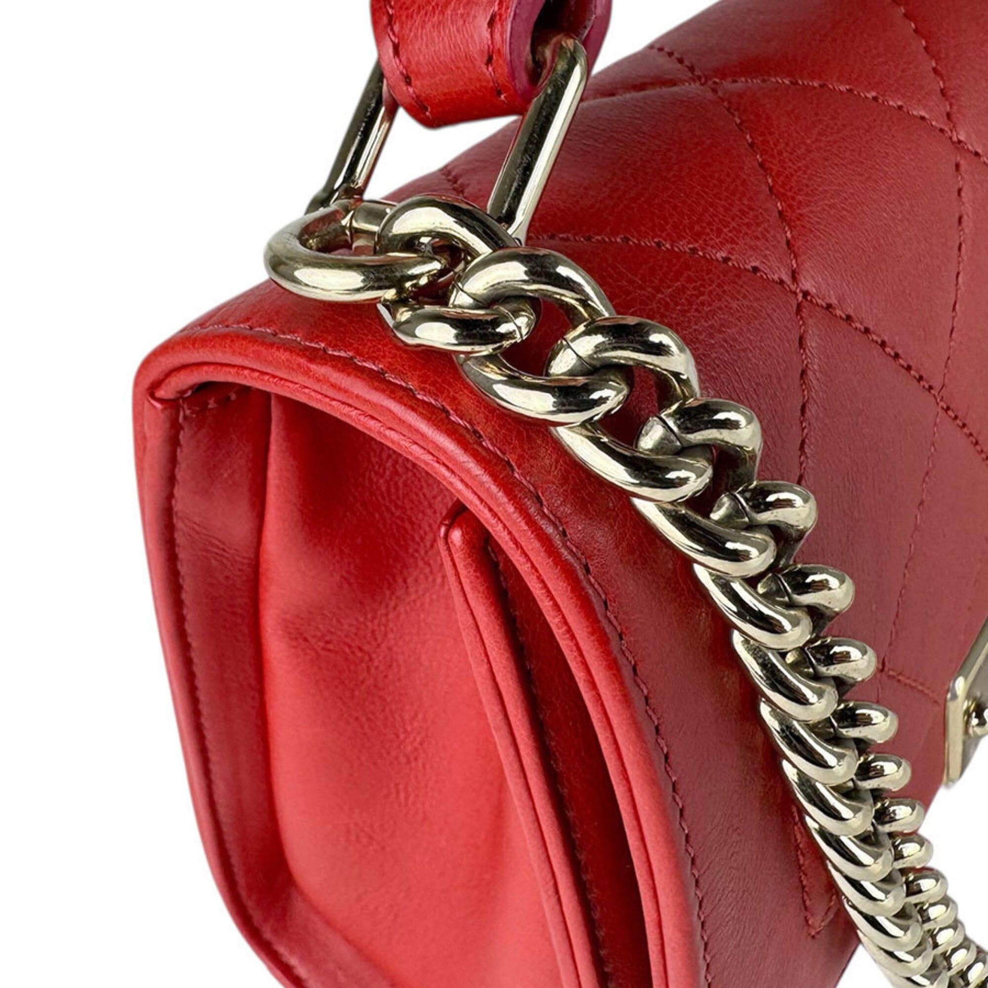 Chanel Chanel Shoulder Bag Click Label Leather Red Gold Women's Free Shipping z9084 Size ONE SIZE - 6 Thumbnail
