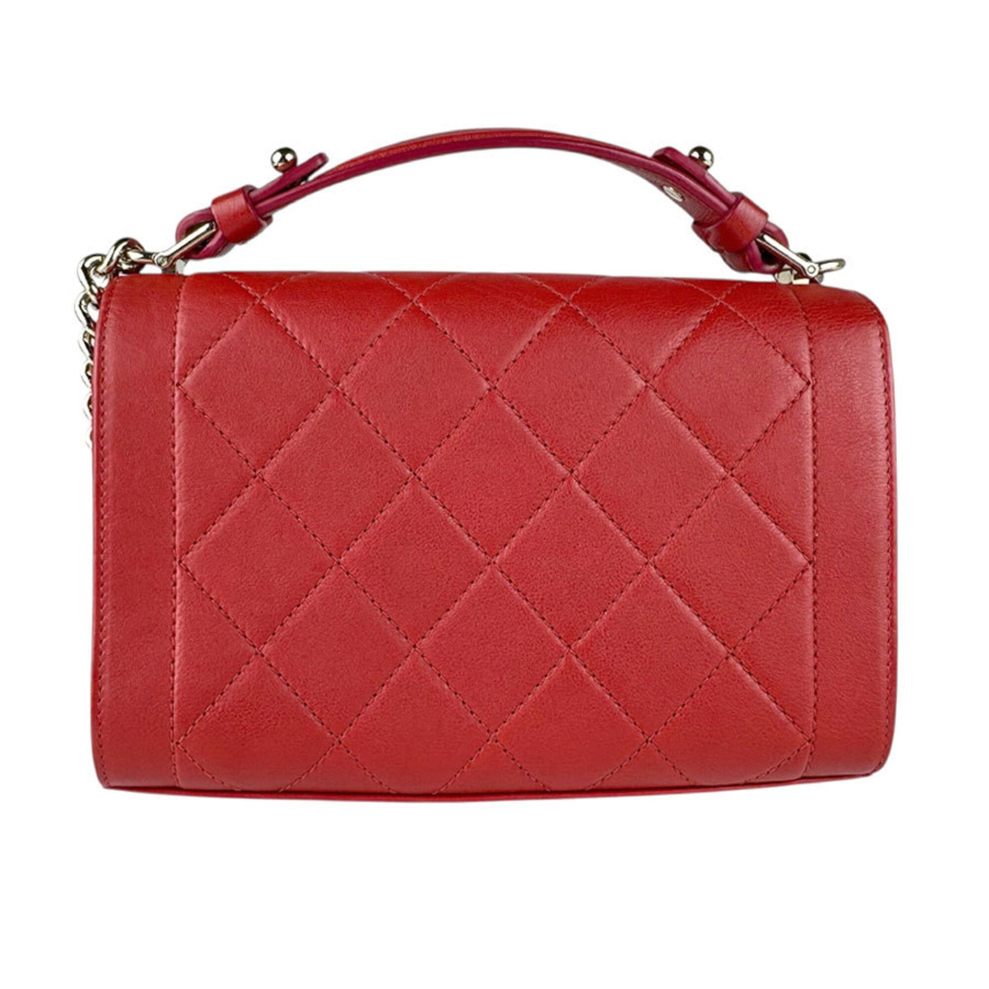 Chanel Chanel Shoulder Bag Click Label Leather Red Gold Women's Free Shipping z9084 Size ONE SIZE - 3 Thumbnail