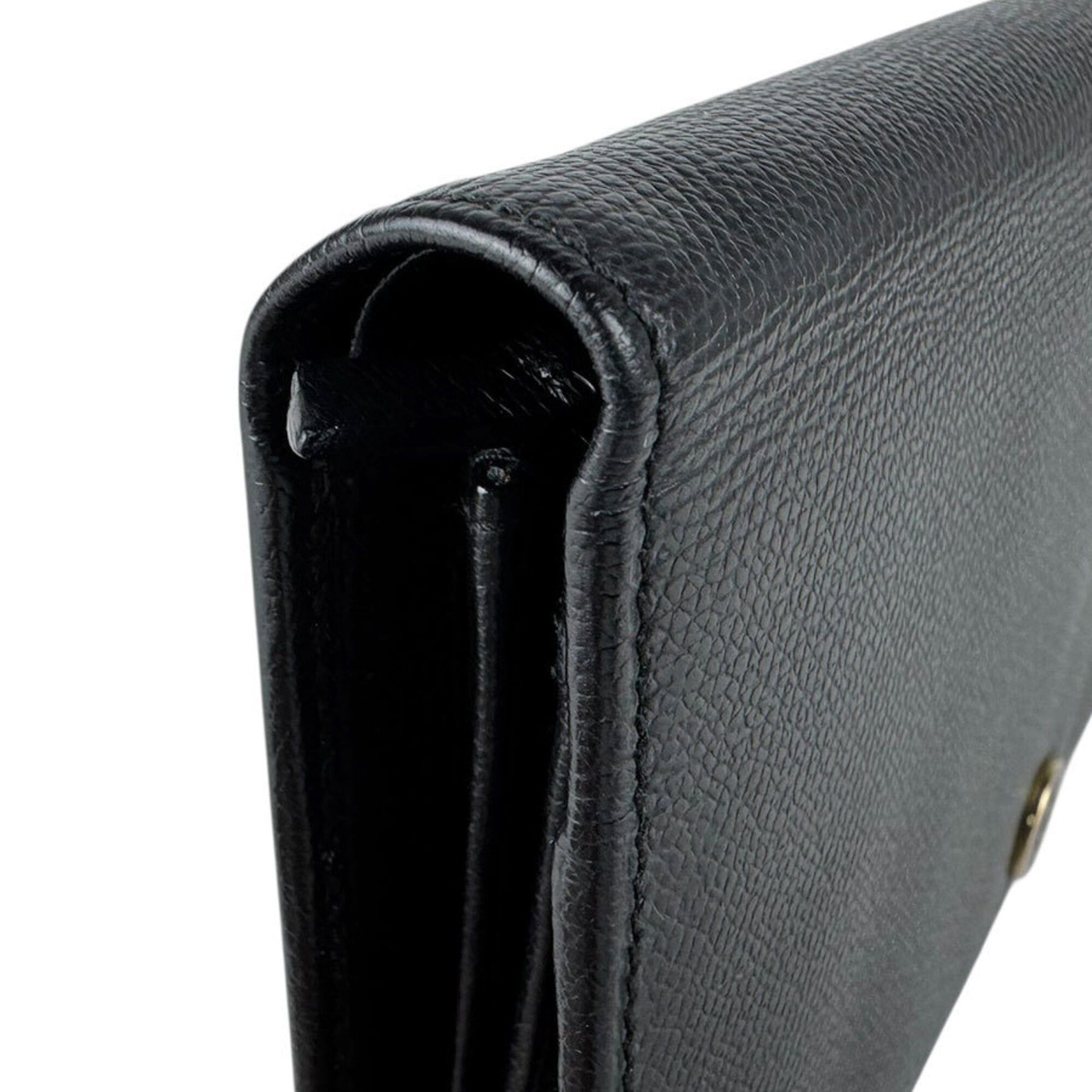 Chanel Chanel Bi-fold Long Wallet Coco Button Leather Black Women's Free Shipping z9093 Size ONE SIZE - 6 Thumbnail