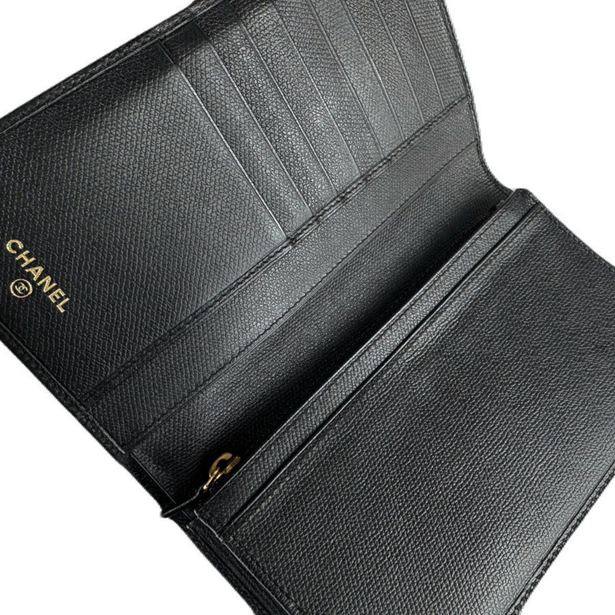 Chanel Chanel Bi-fold Long Wallet Coco Button Leather Black Women's Free Shipping z9093 Size ONE SIZE - 5 Thumbnail