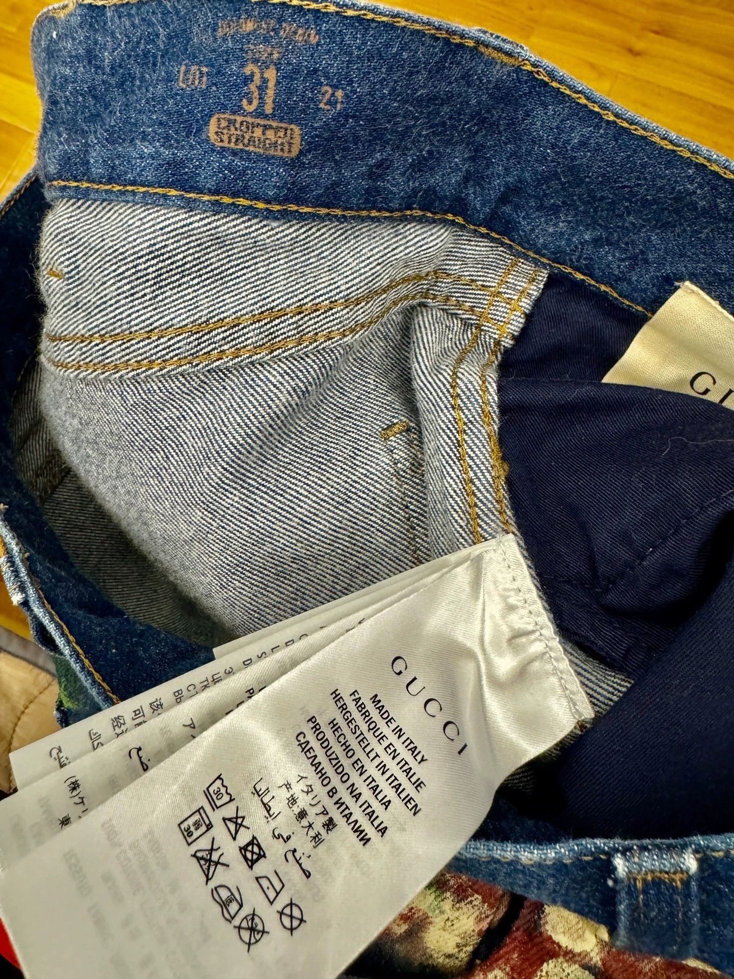 Gucci Blue Denim Jeans with Floral Print Size US 32 / EU 48 - 7 Thumbnail