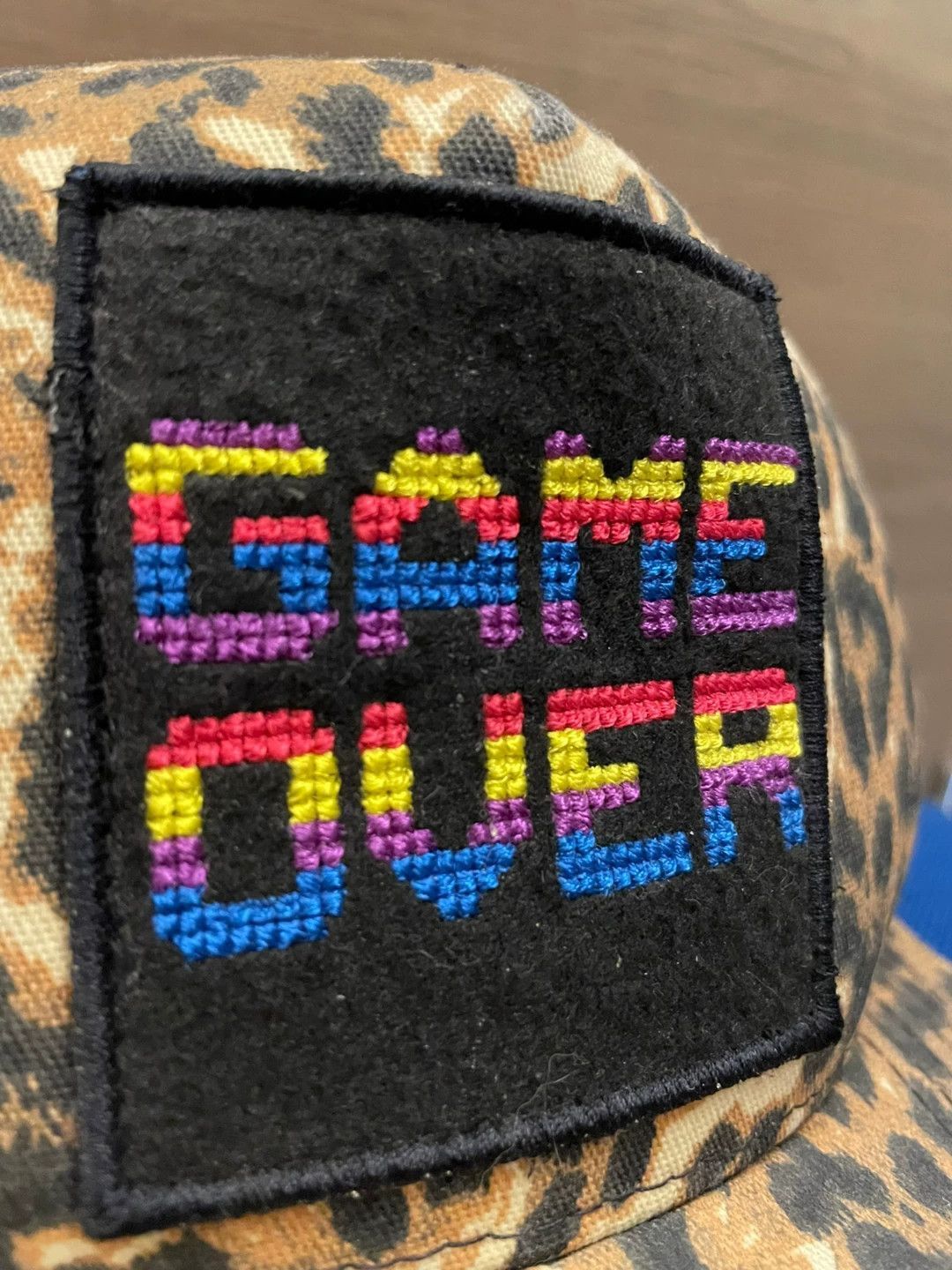 Saint Laurent Paris Leopard Print Trucker Hat with 'Game Over' Patch Size ONE SIZE - 3 Thumbnail