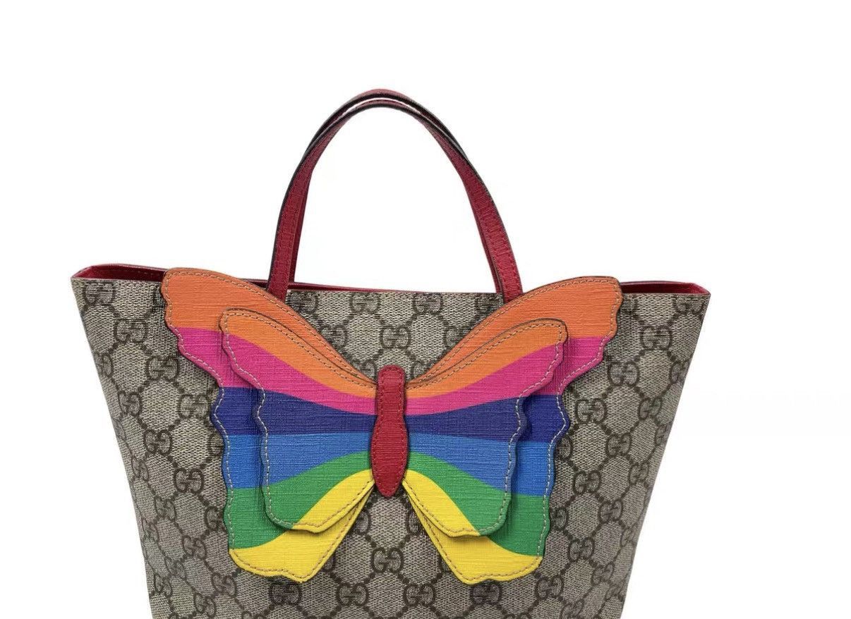 Gucci Beige Tote Bag with Rainbow Butterfly Design Size ONE SIZE - 4 Thumbnail