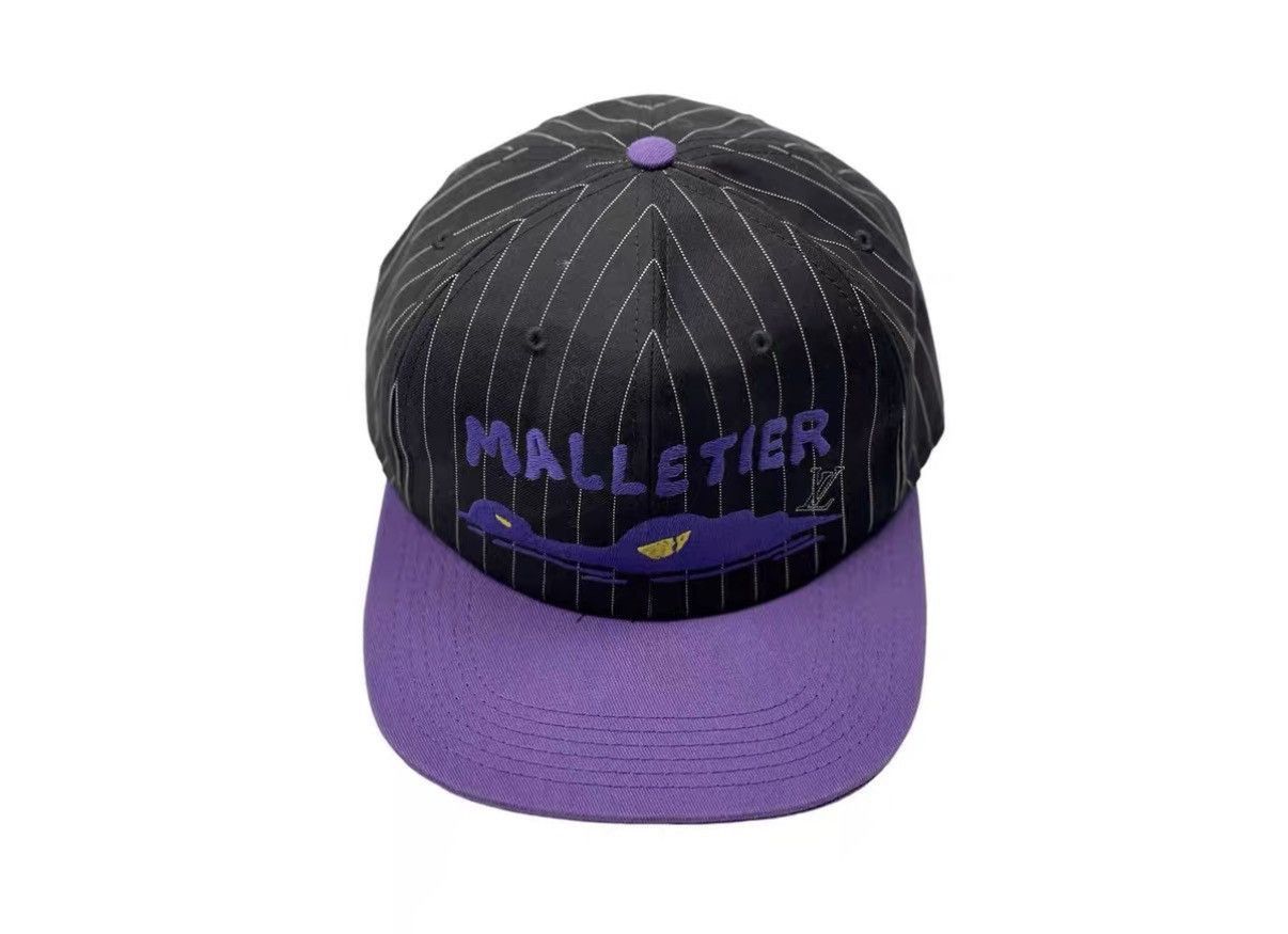 Louis Vuitton Gray Striped Snapback Hat with Purple Brim Size ONE SIZE - 2 Thumbnail