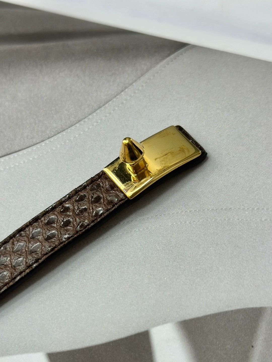 Fendi FENDI Brown Snake Leather Bracelet Size ONE SIZE - 5 Thumbnail