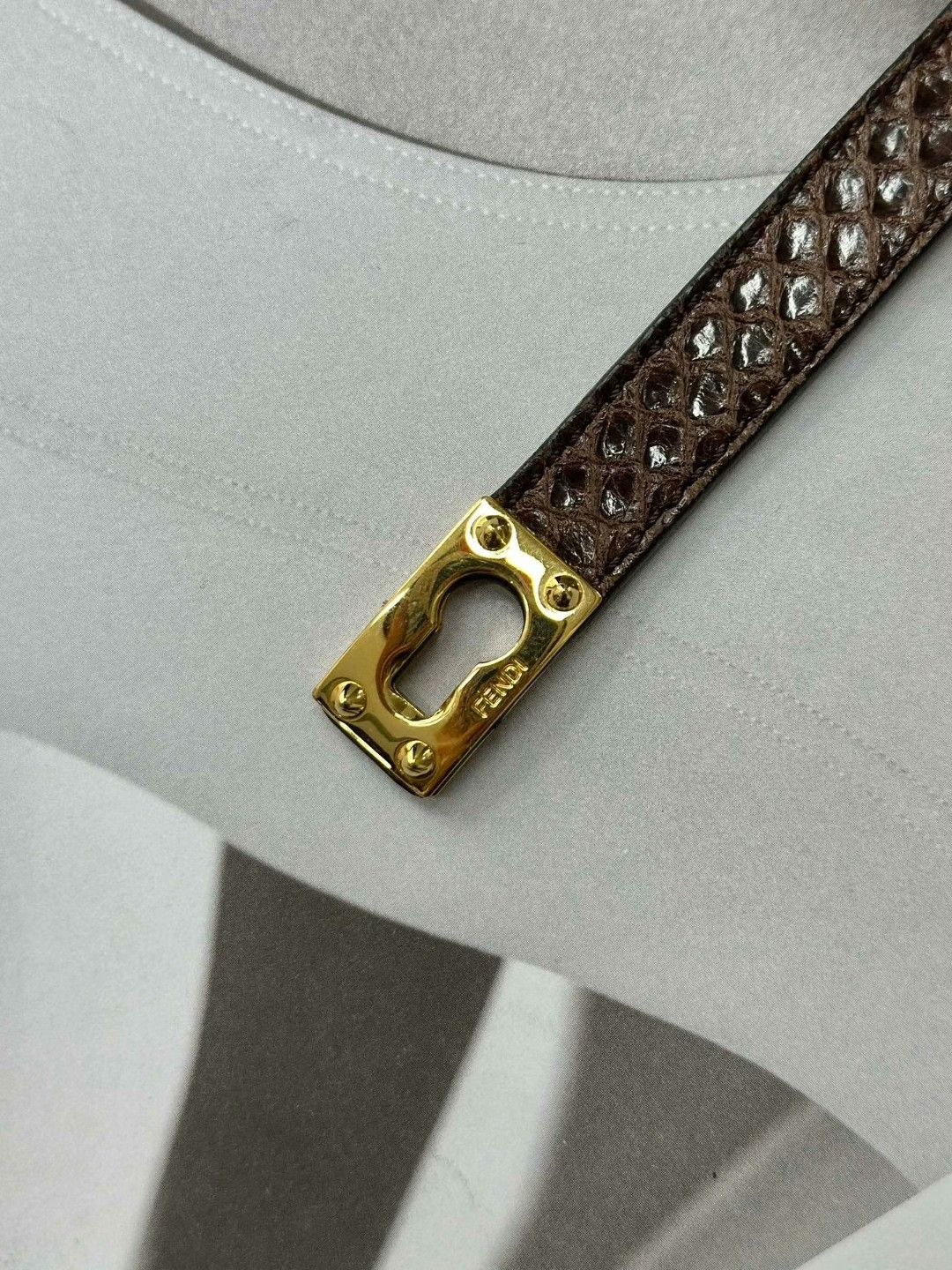 Fendi FENDI Brown Snake Leather Bracelet Size ONE SIZE - 4 Thumbnail