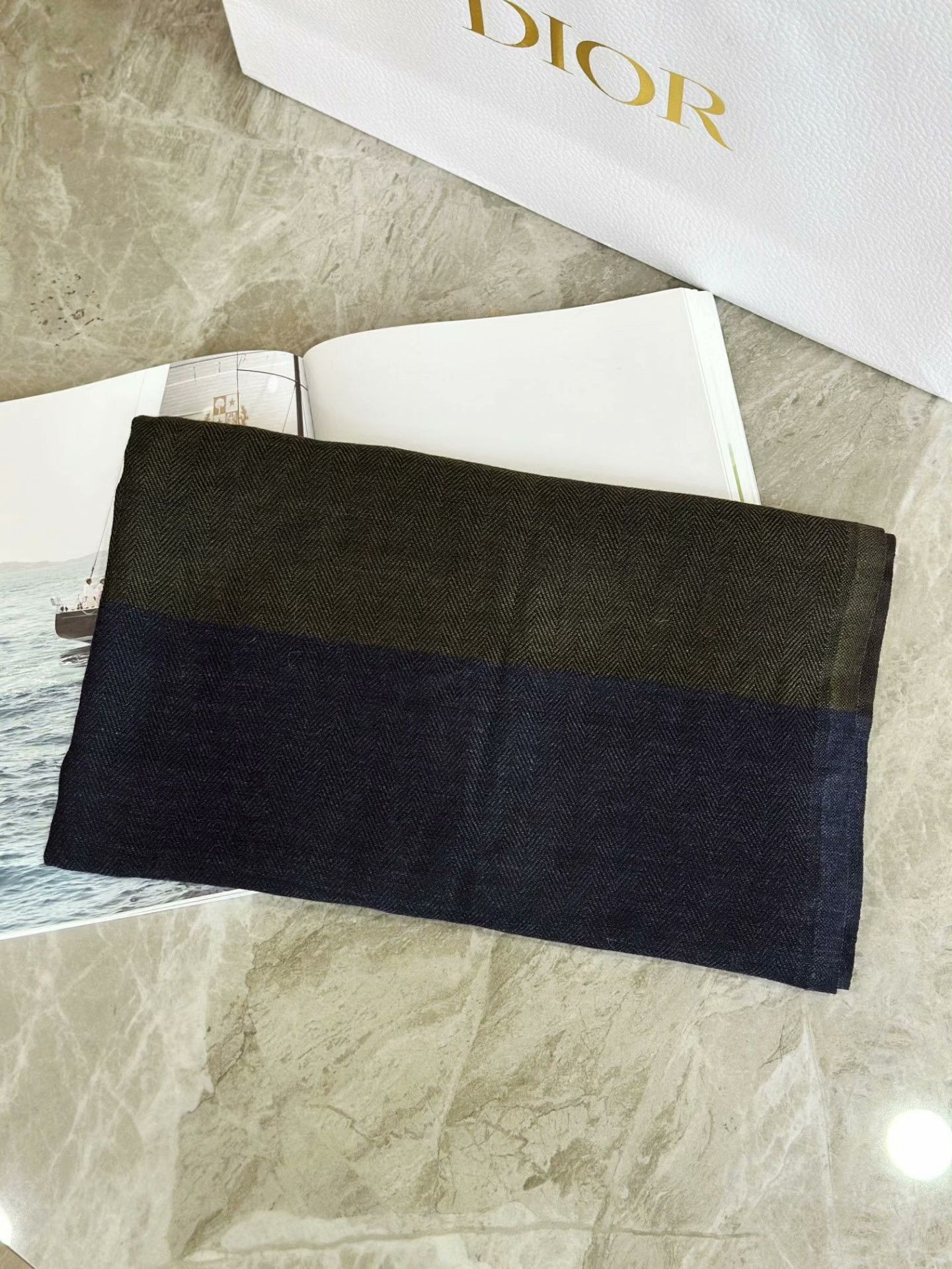 Dior Dior Wool Herringbone Stitch Scarf Size ONE SIZE - 2 Thumbnail