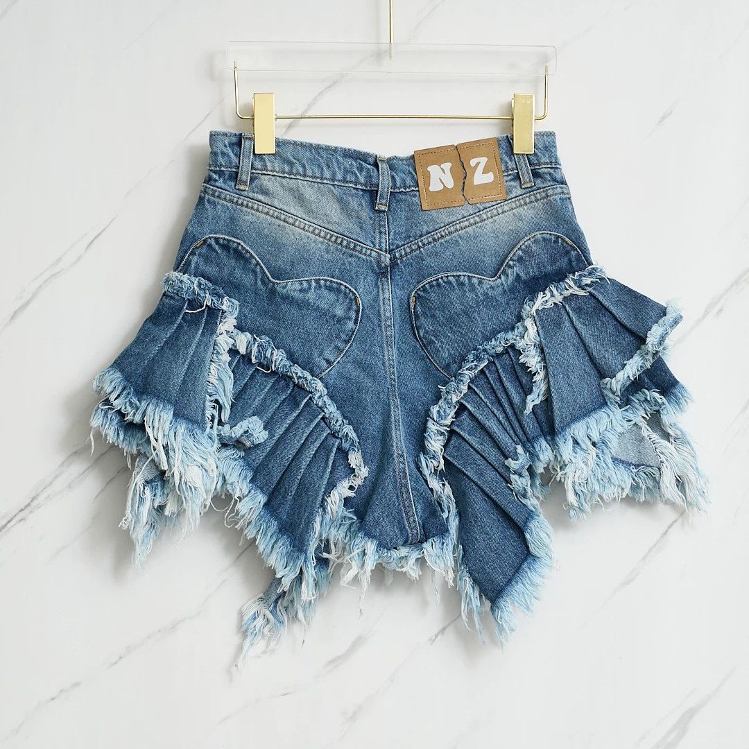 Natasha Zinko Natasha Zinko Women's Fringe Denim Shorts Size 32" / US 10 / IT 46 - 3 Thumbnail