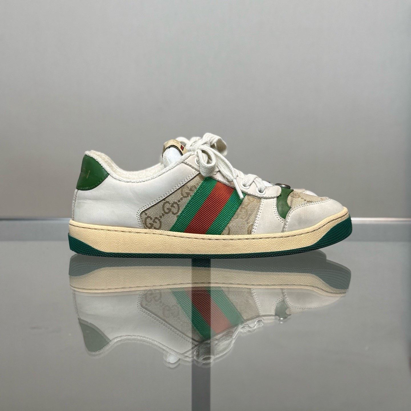 Gucci Gucci Screener GG White Green Dirty Shoes Size US 6 / IT 36 - 3 Thumbnail