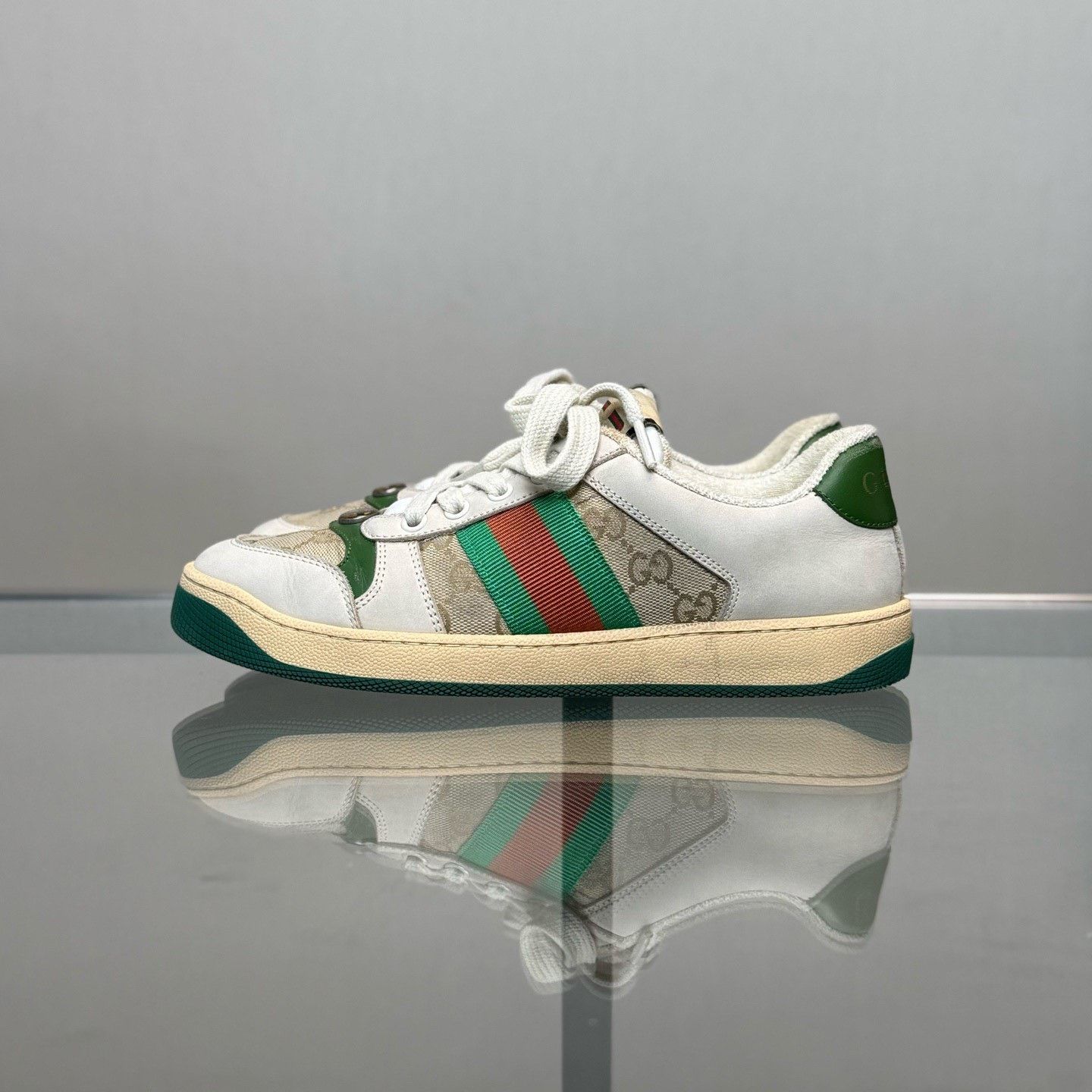 Gucci Gucci Screener GG White Green Dirty Shoes Size US 6 / IT 36 - 5 Thumbnail