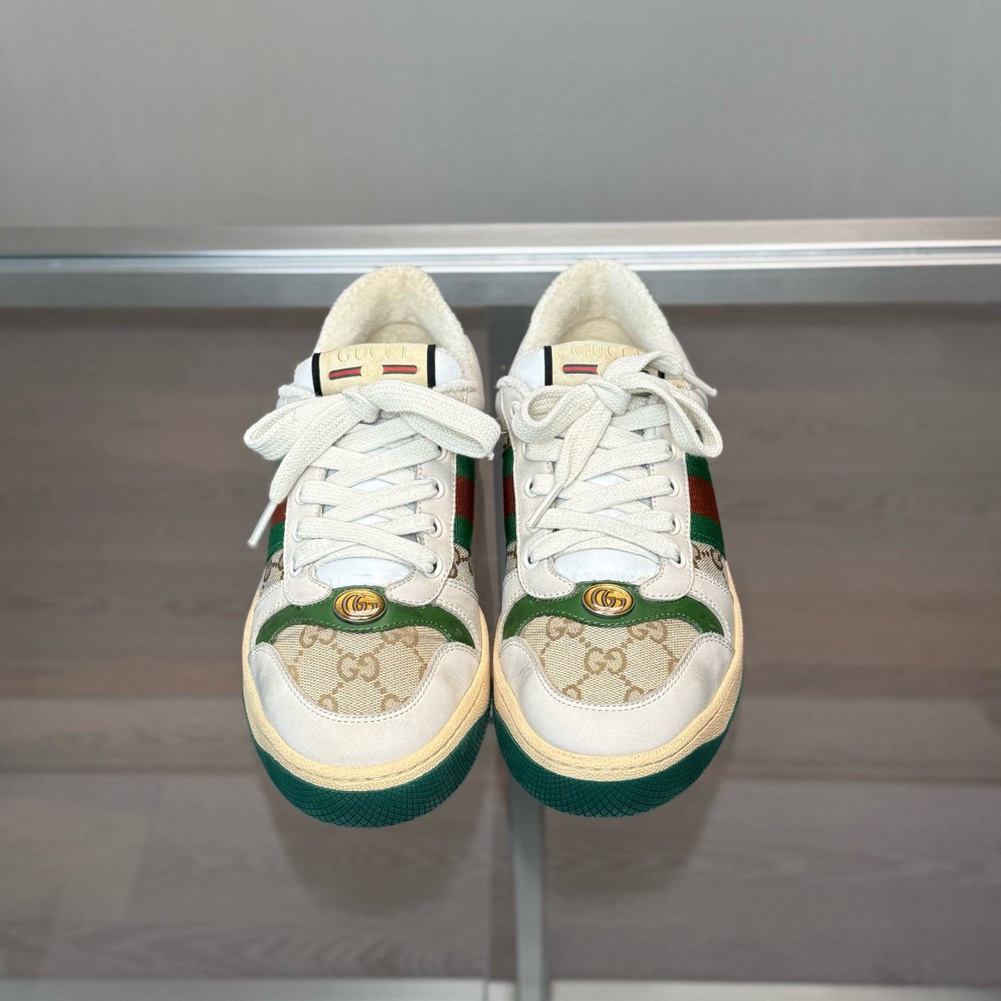 Gucci Gucci Screener GG White Green Dirty Shoes Size US 6 / IT 36 - 2 Thumbnail