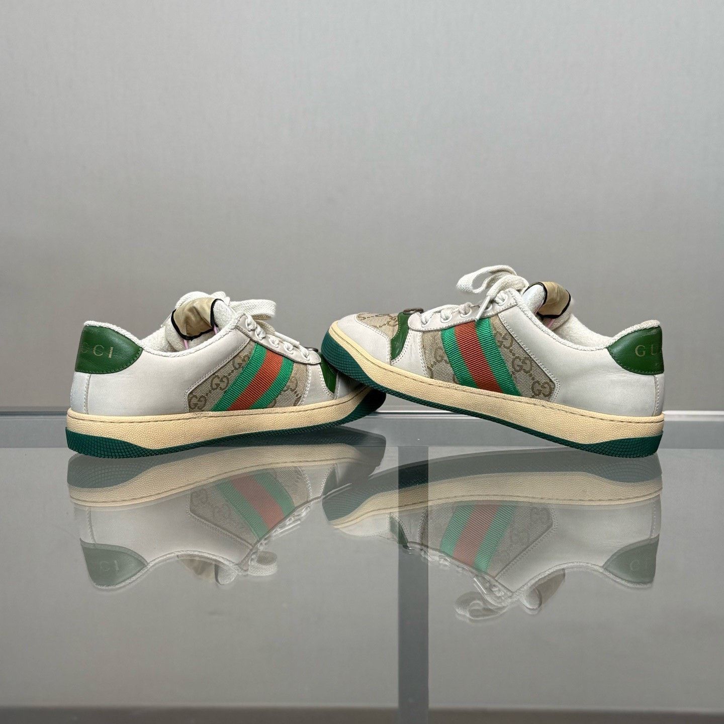 Gucci Gucci Screener GG White Green Dirty Shoes Size US 6 / IT 36 - 6 Thumbnail